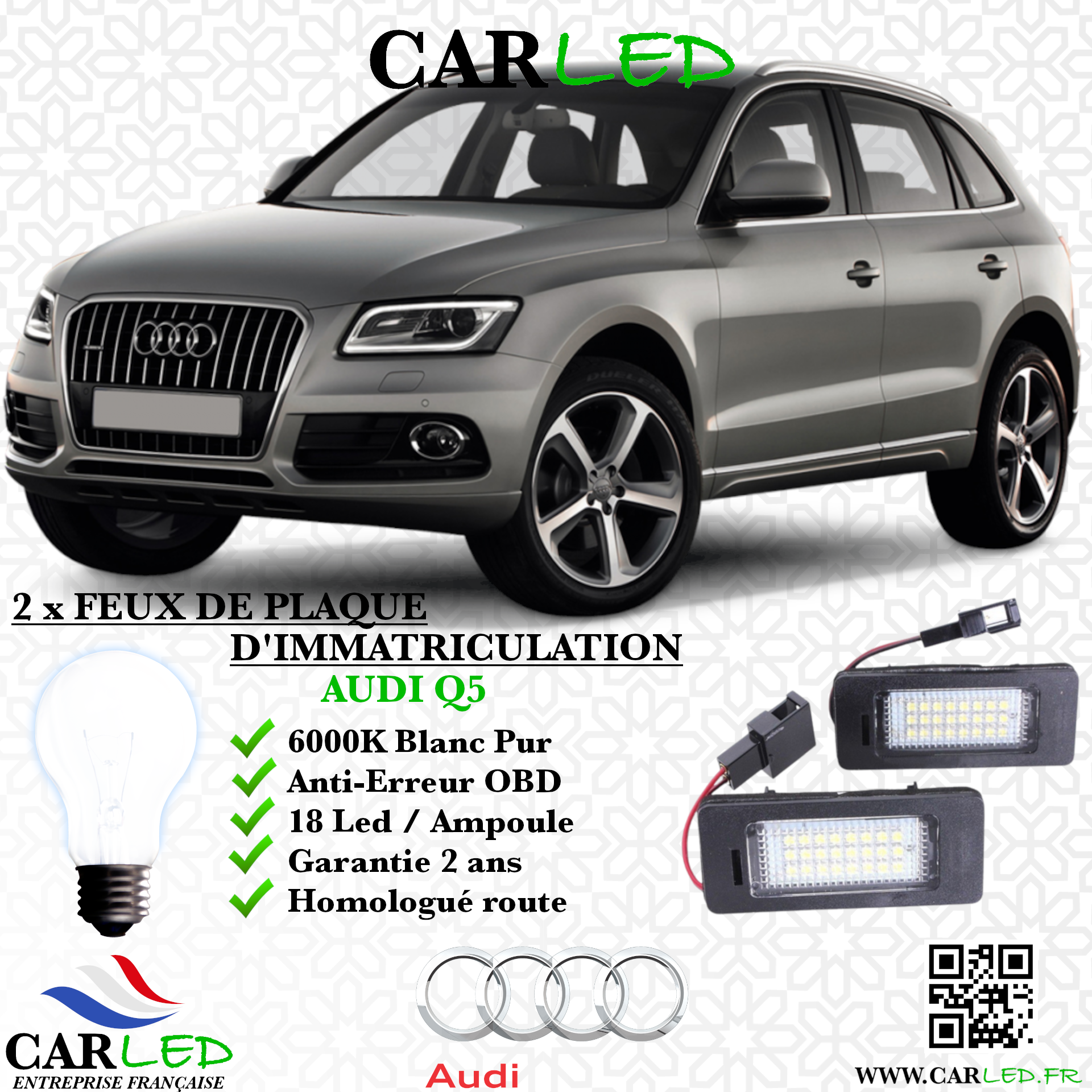 2x Feux de plaque d'immatriculation LED Audi Q5