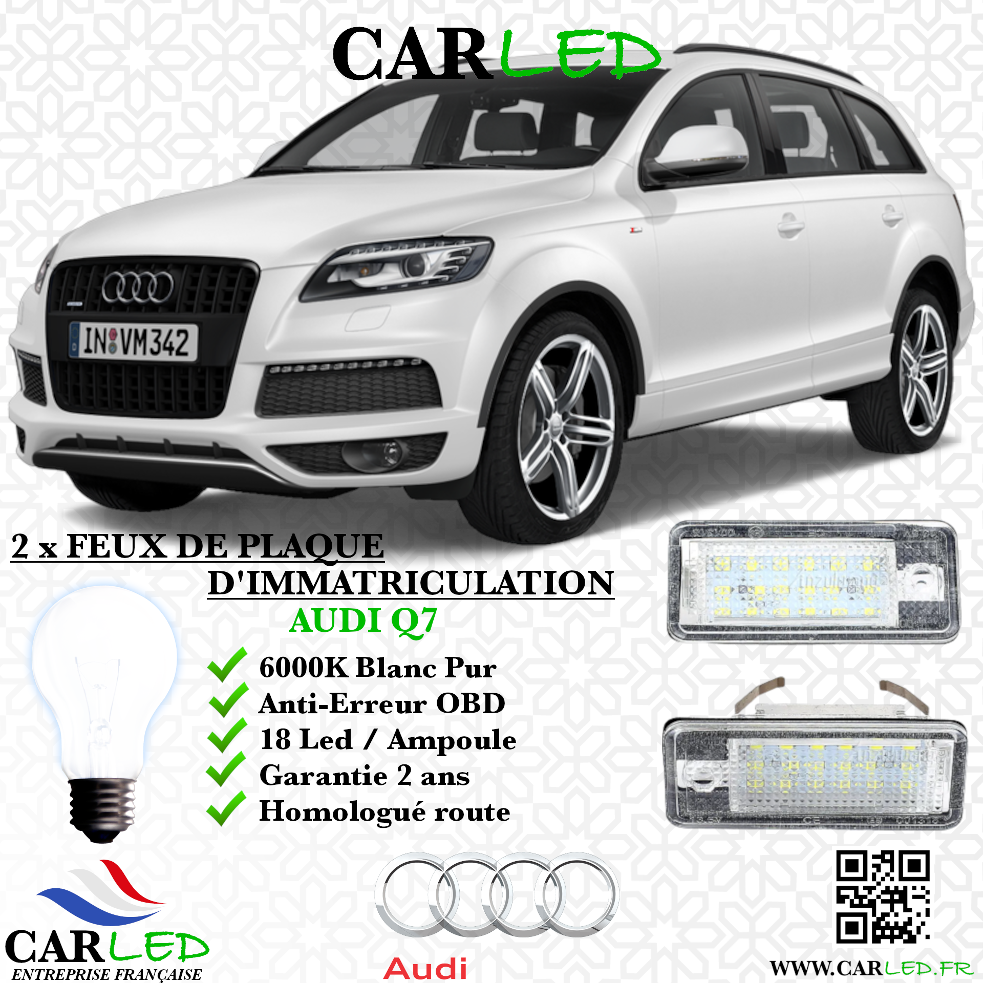 2x Feux de plaque d'immatriculation LED Audi Q7