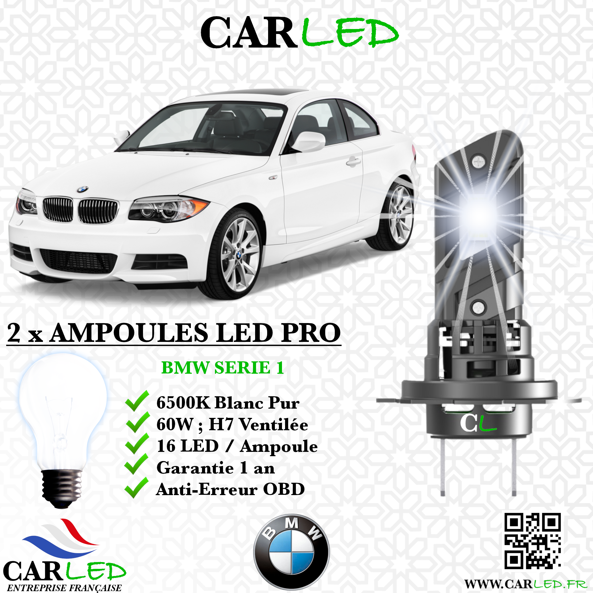 KIT AMPOULE LED BMW SERIE 1 E81/E82/E87/E88