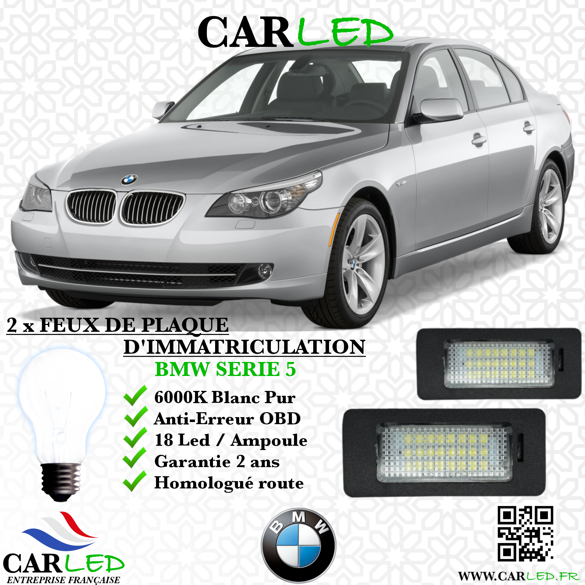 2x Feux de plaque d'immatriculation LED BMW Serie 5 E60