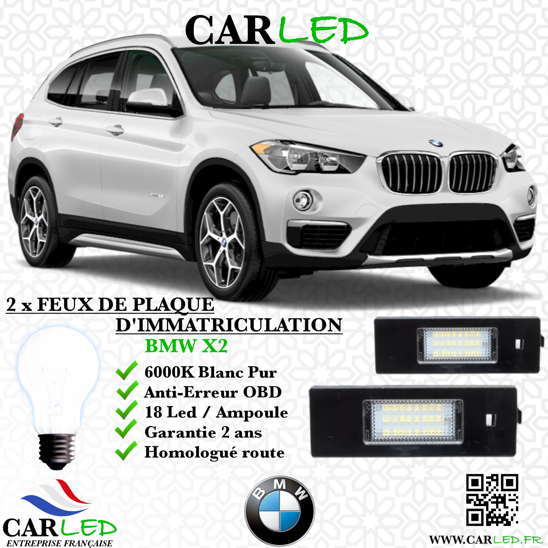 2x Feux de plaque d'immatriculation LED BMW X2