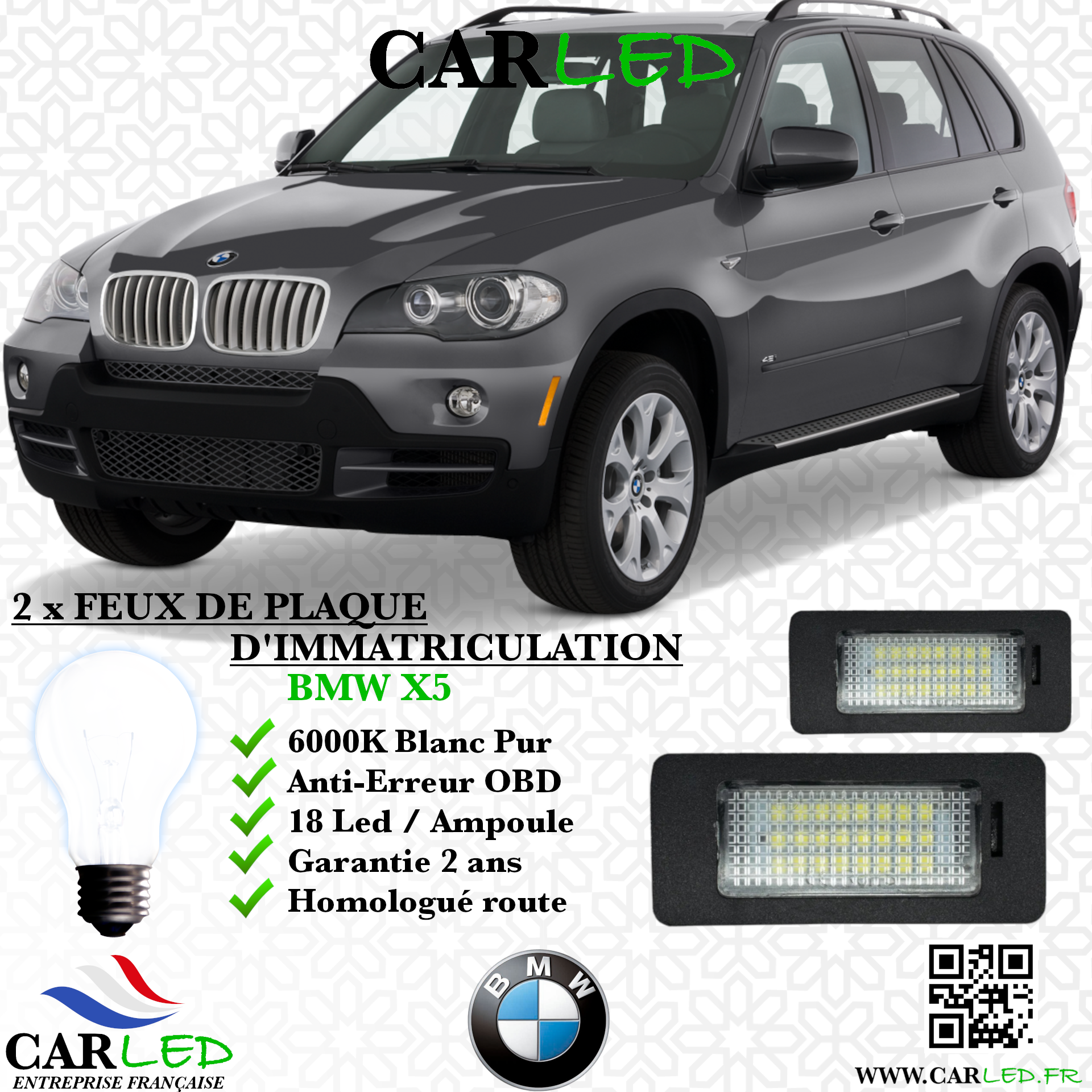 2x Feux de plaque d'immatriculation LED BMW X5 E70