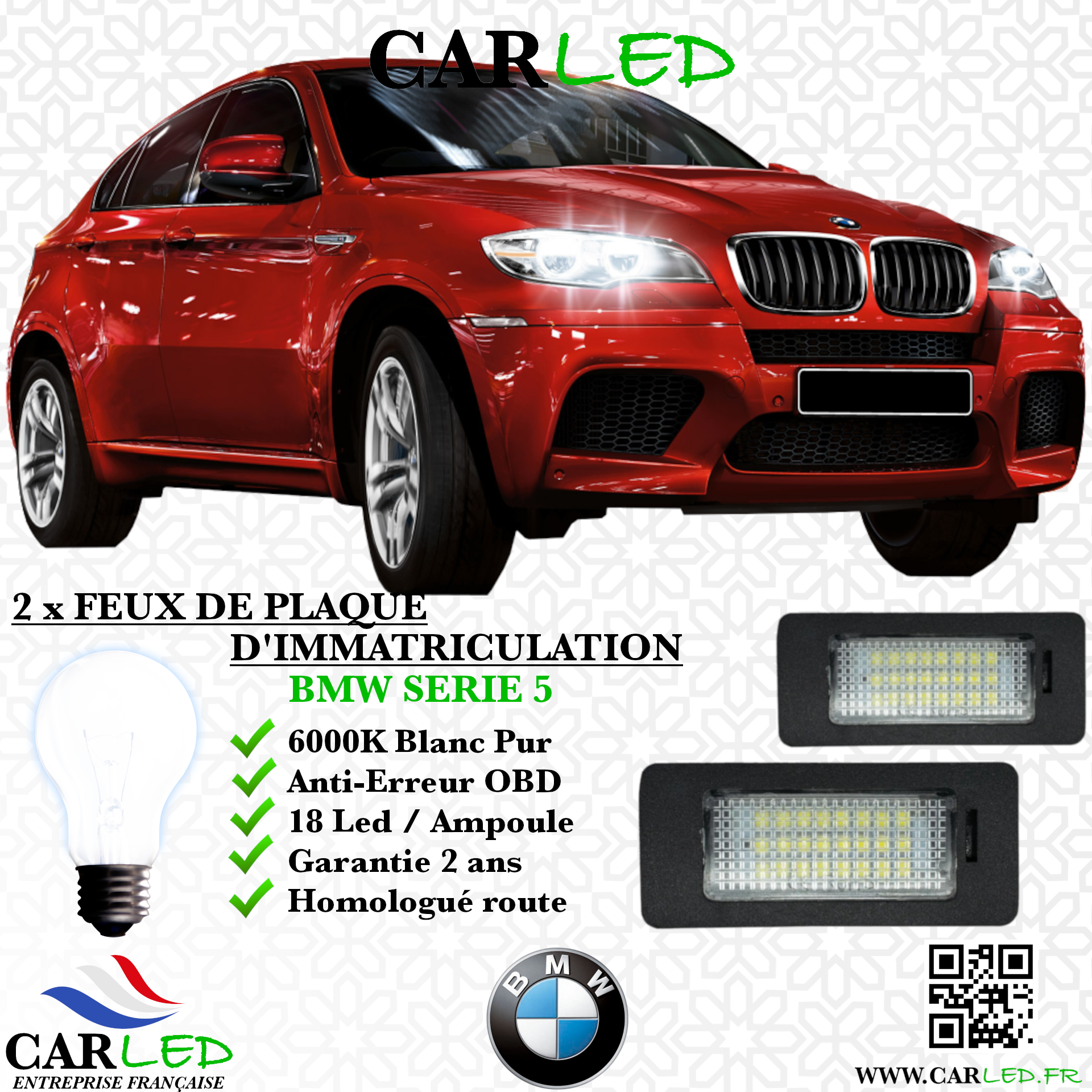 2x Feux de plaque d'immatriculation LED BMW X6