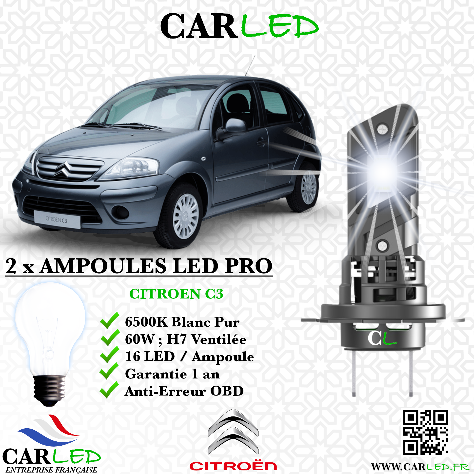 KIT AMPOULE LED CITROEN C3 I