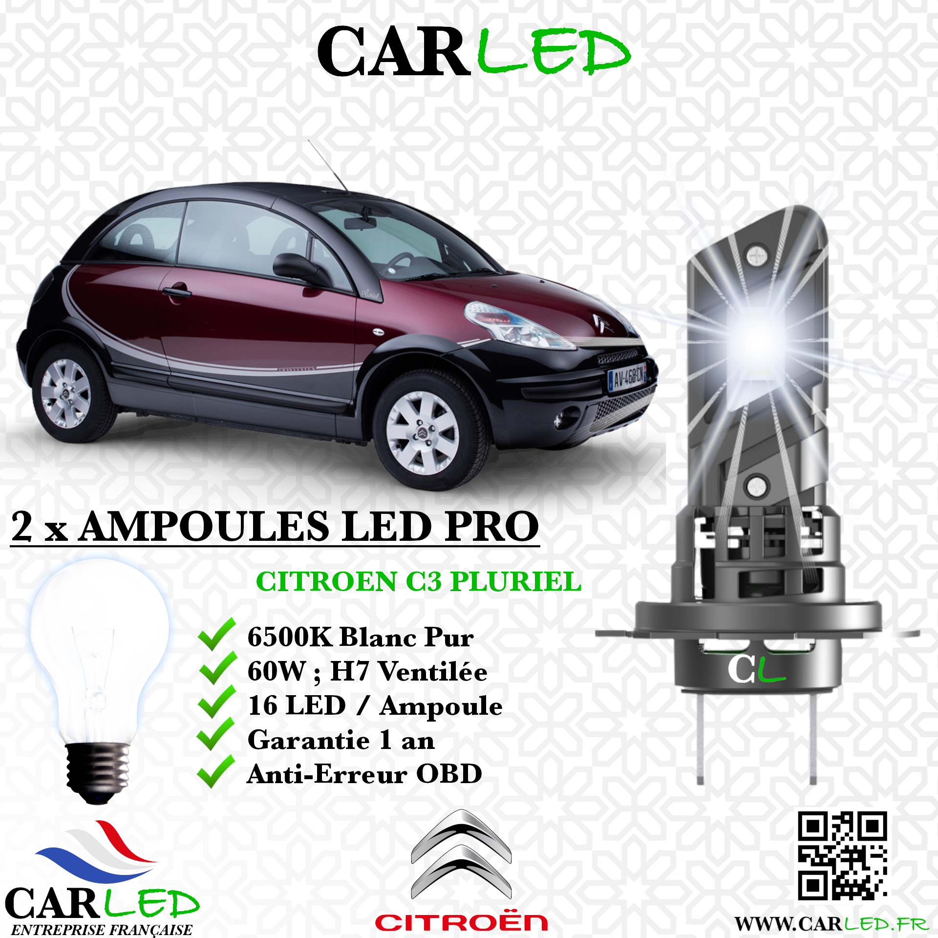 KIT AMPOULE LED CITROEN C3 PLURIEL