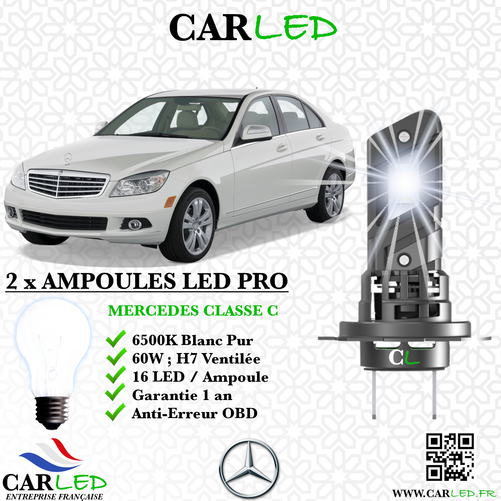 KIT AMPOULE LED MERCEDES CLASSE C