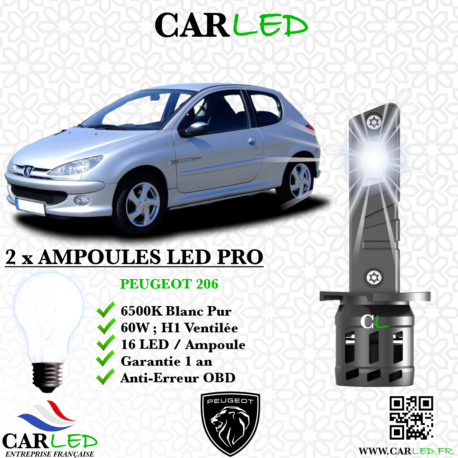 KIT AMPOULE LED PEUGEOT 206