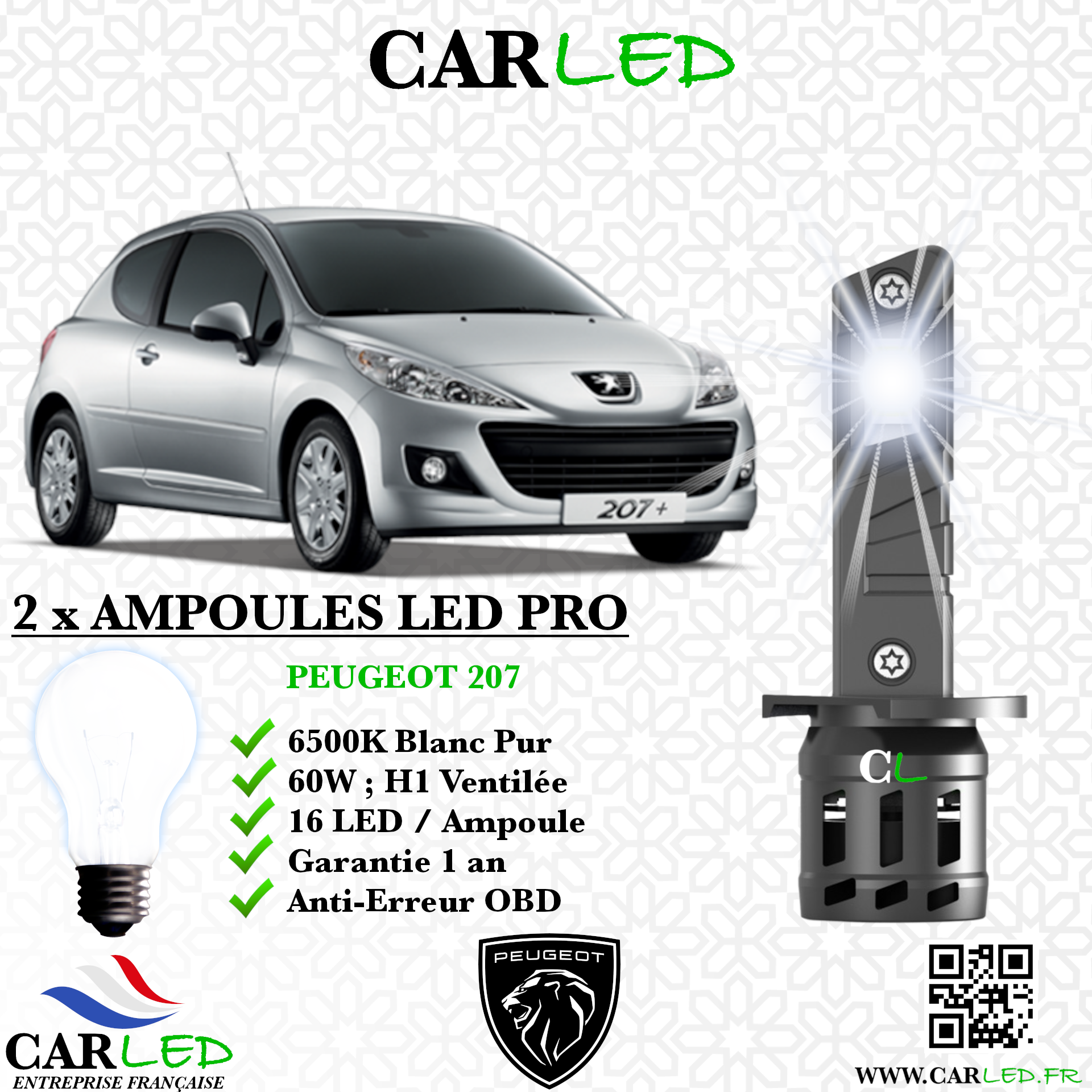 KIT AMPOULE LED PEUGEOT 207