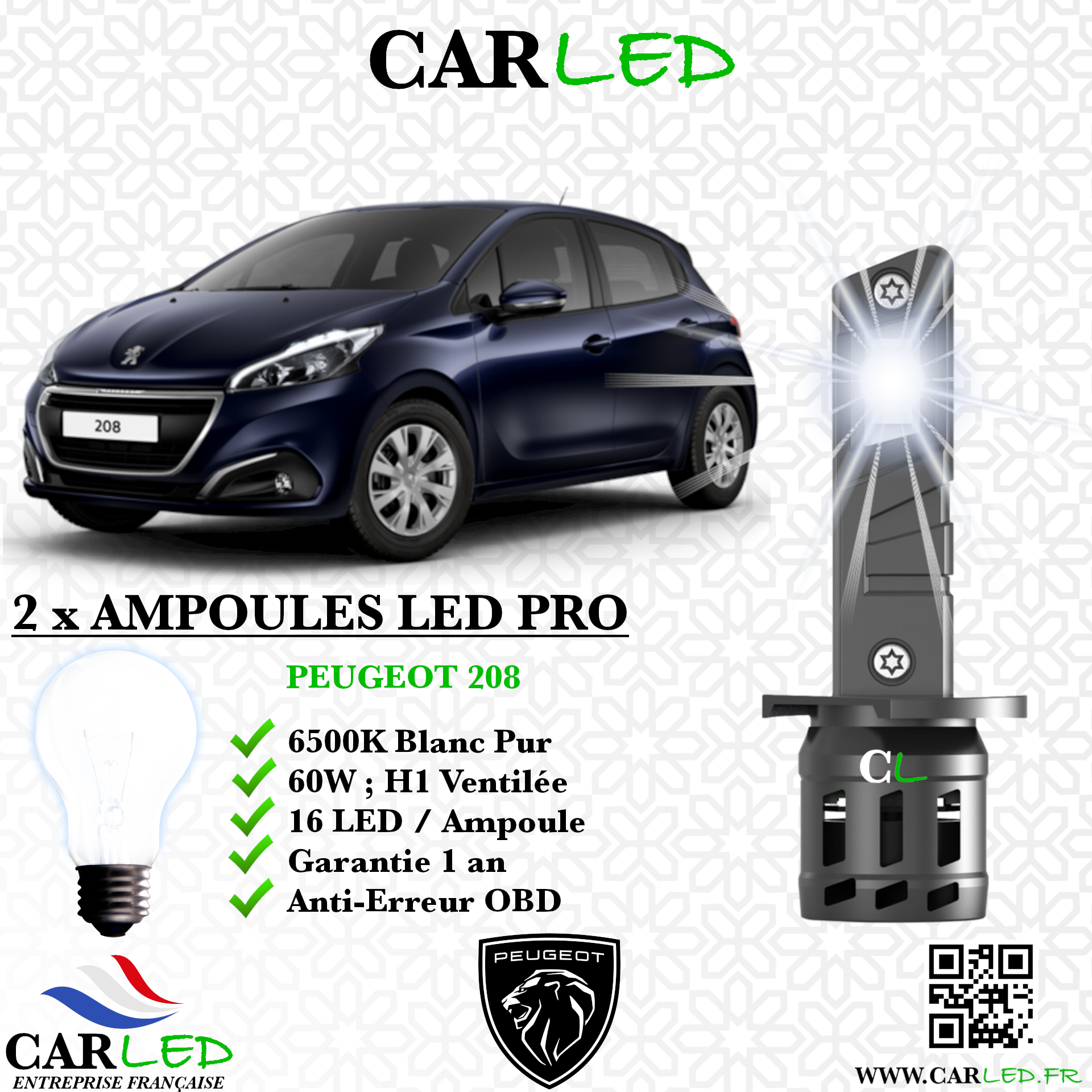 KIT AMPOULE LED PEUGEOT 208