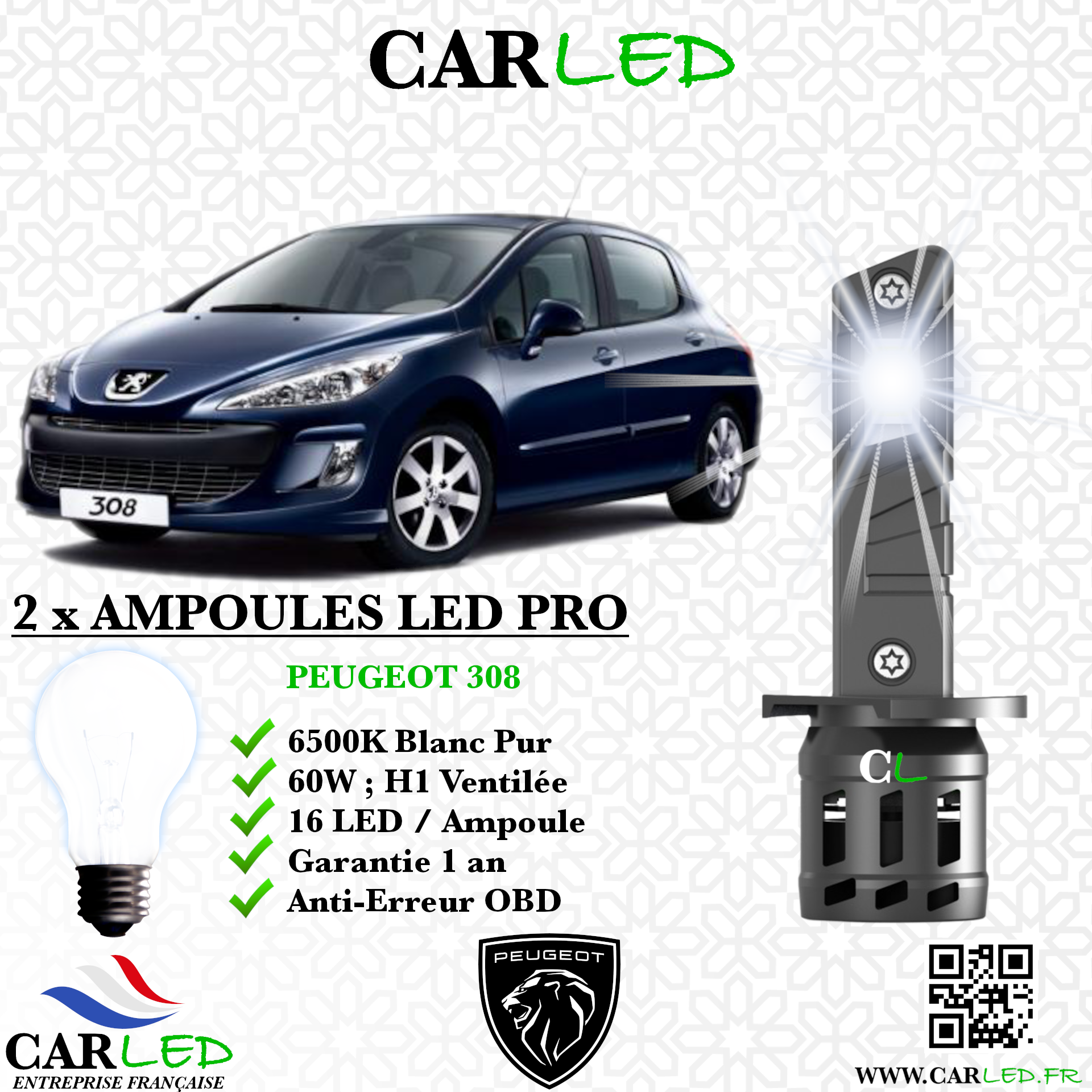 KIT AMPOULE LED PEUGEOT 308