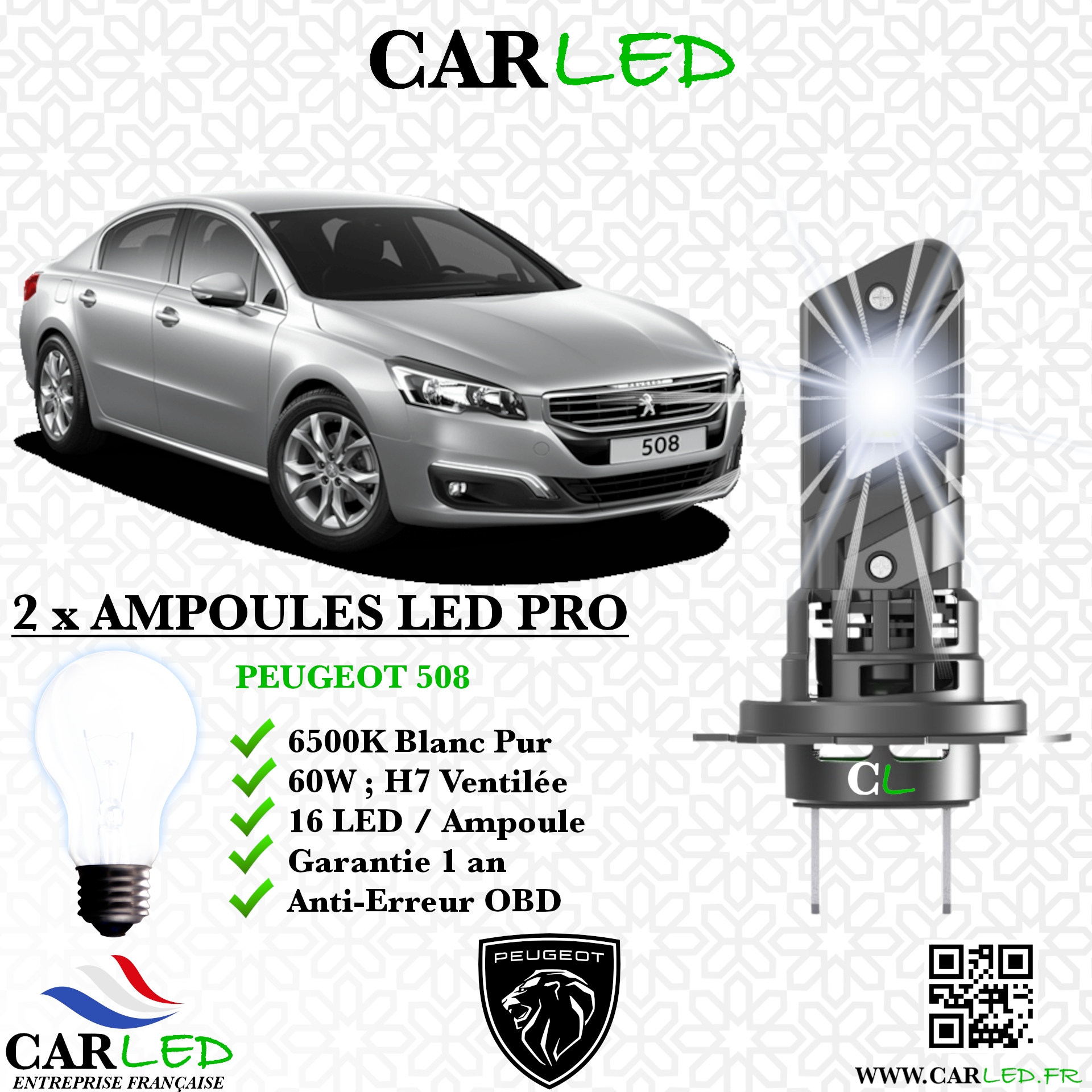 KIT AMPOULE LED PEUGEOT 508
