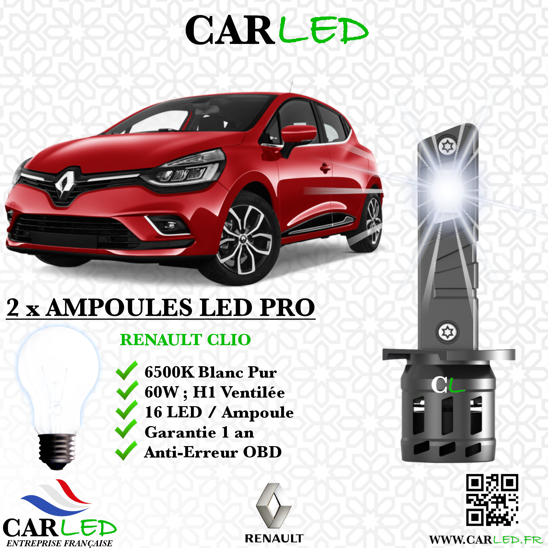 KIT AMPOULE LED RENAULT CLIO IV
