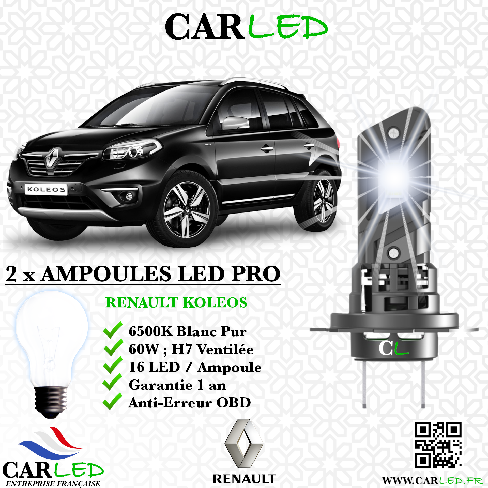 KIT AMPOULE LED RENAULT KOLEOS