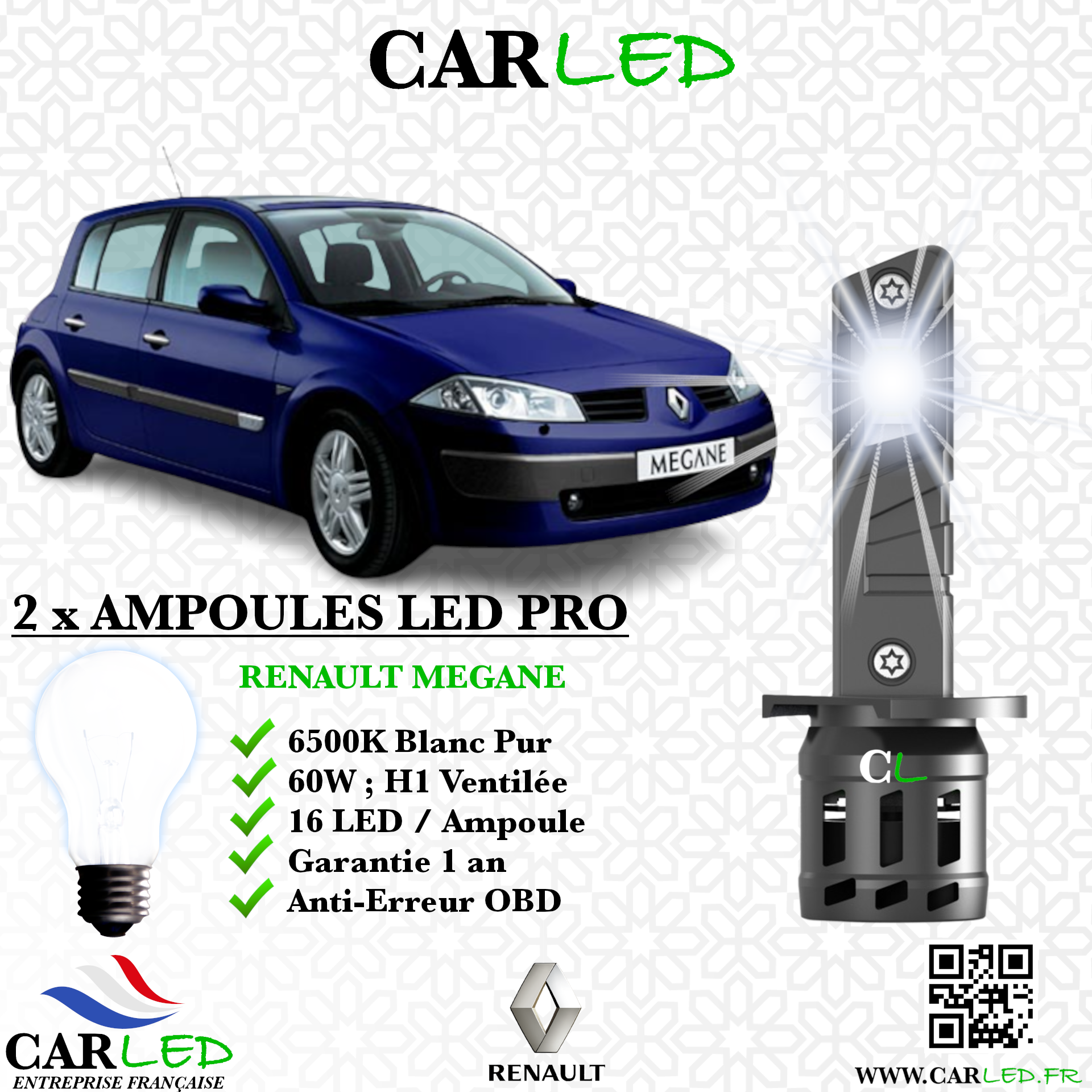 KIT AMPOULE LED RENAULT MEGANE II