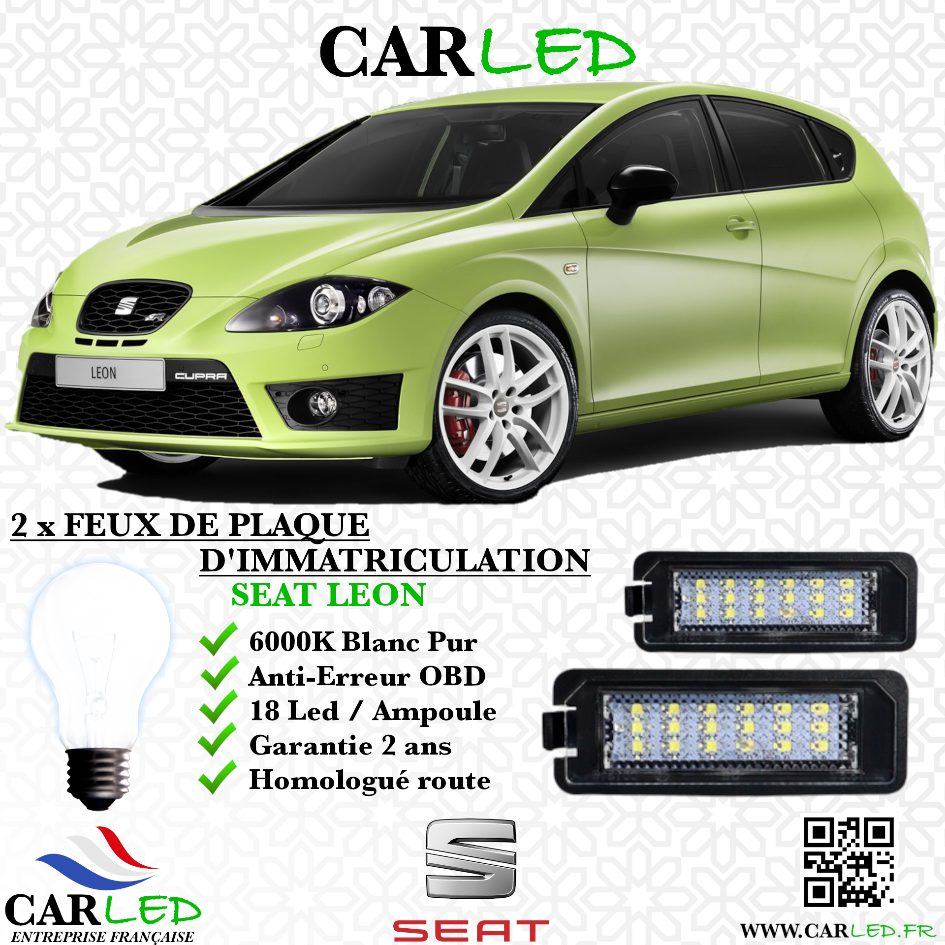 Feux Plaque d'immatriculation LED SEAT LEON II