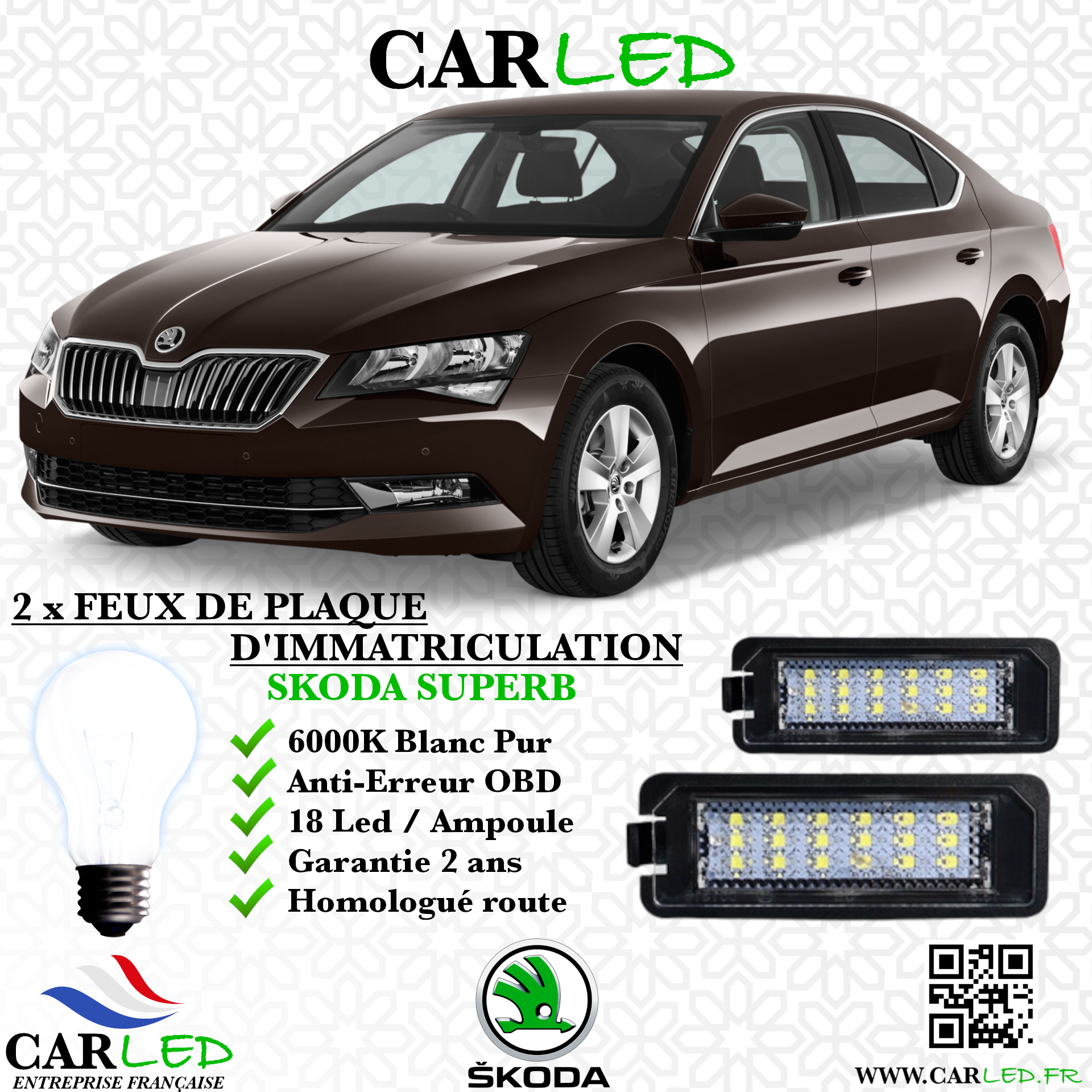 Feux Plaque d'immatriculation LED SKODA SUPERB