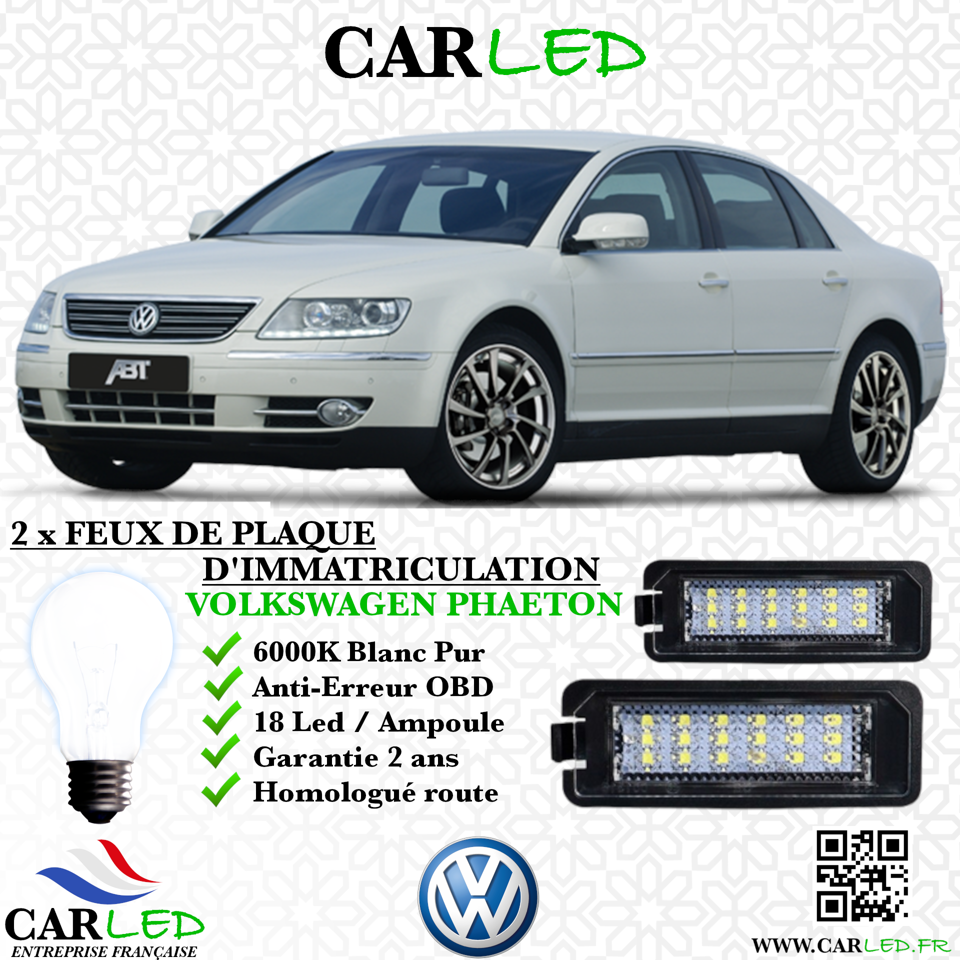 2x Feux Plaque d'immatriculation LED VOLKSWAGEN PHAETON