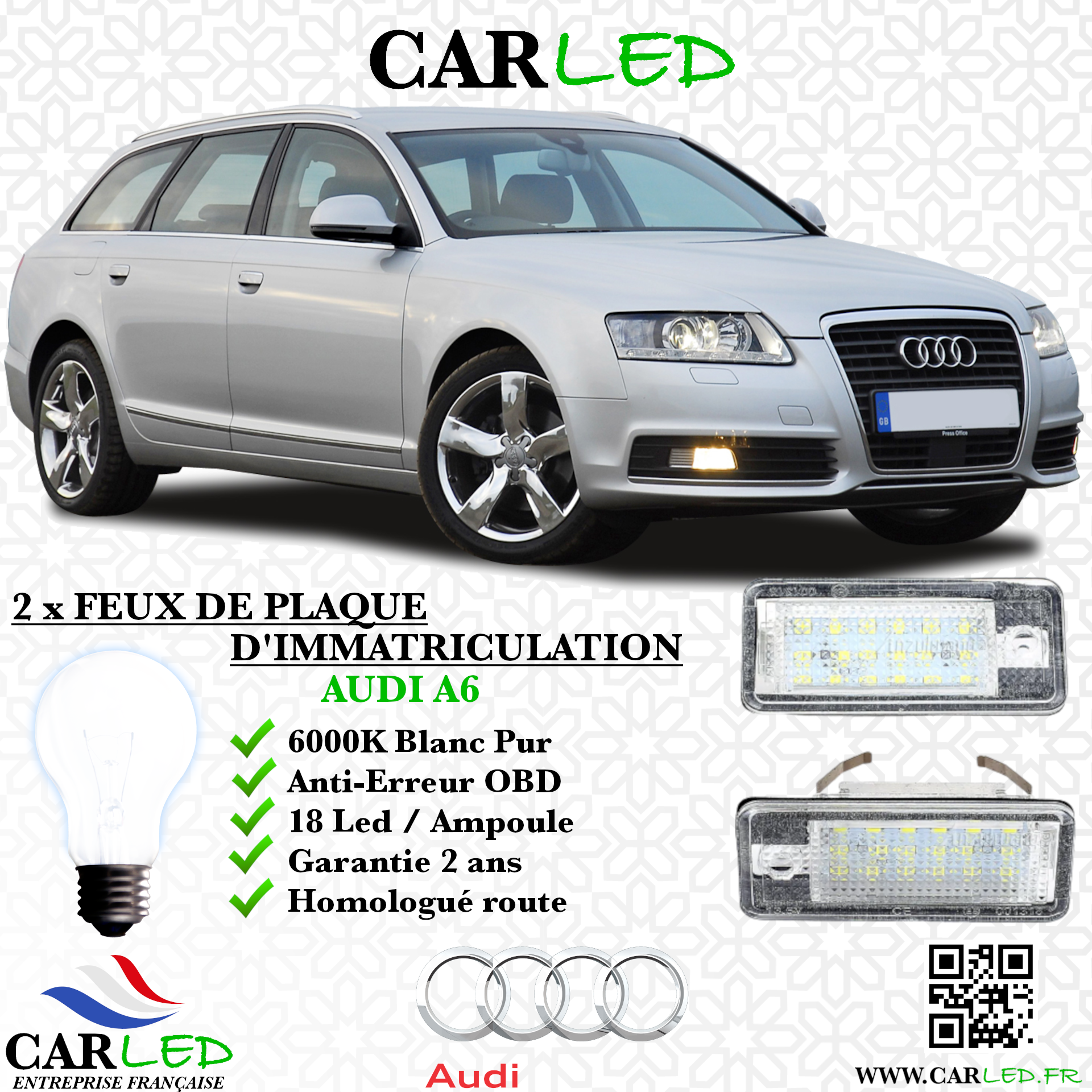 2x Feux de plaque d'immatriculation LED Audi A6