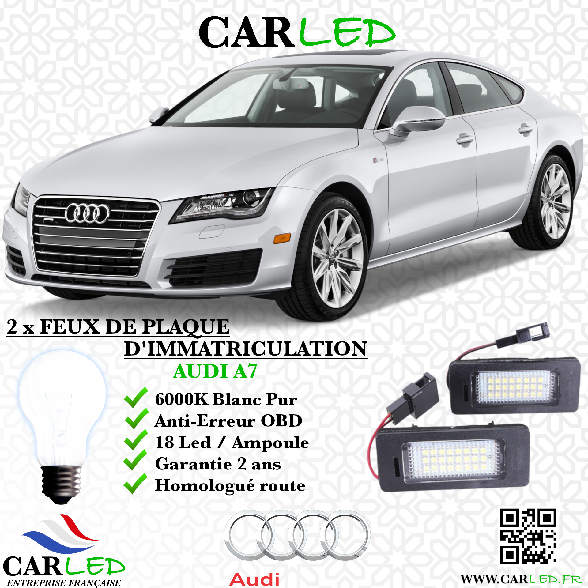 2x Feux de plaque d'immatriculation LED Audi A7