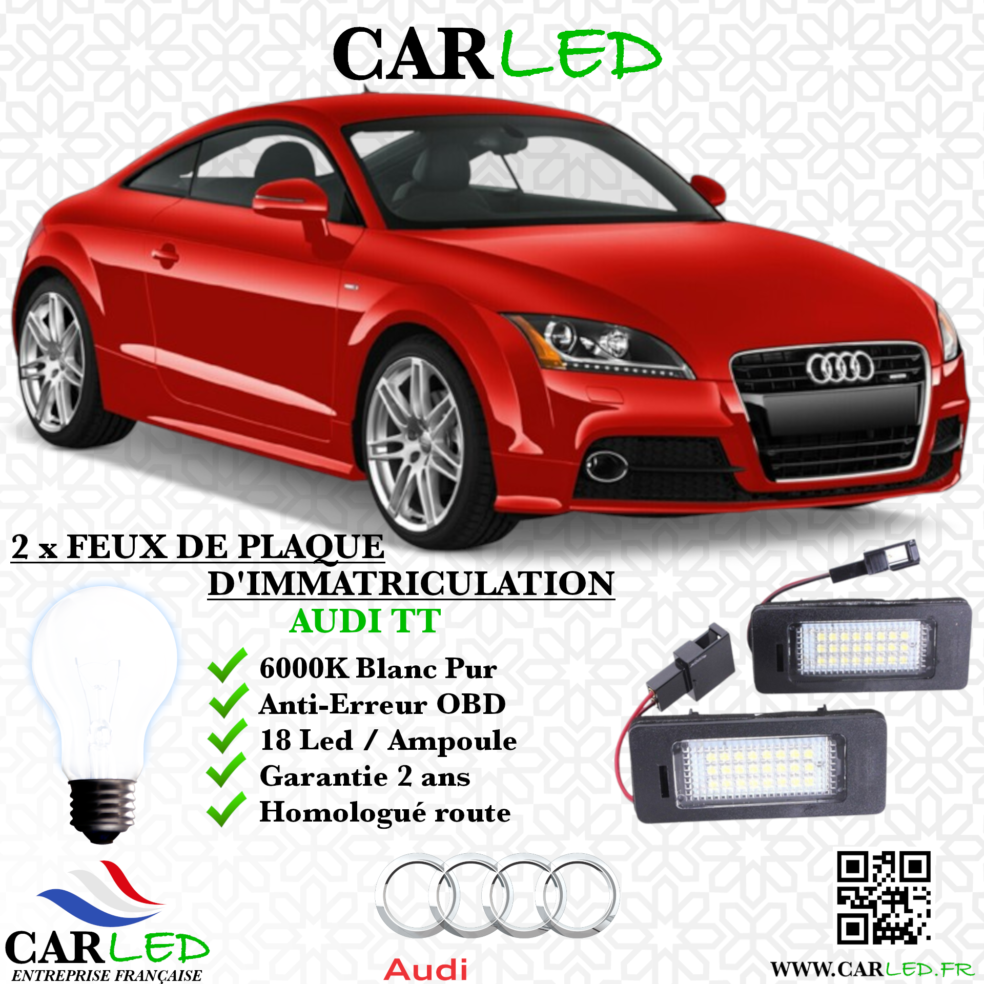 2x Feux de plaque d'immatriculation LED Audi TT