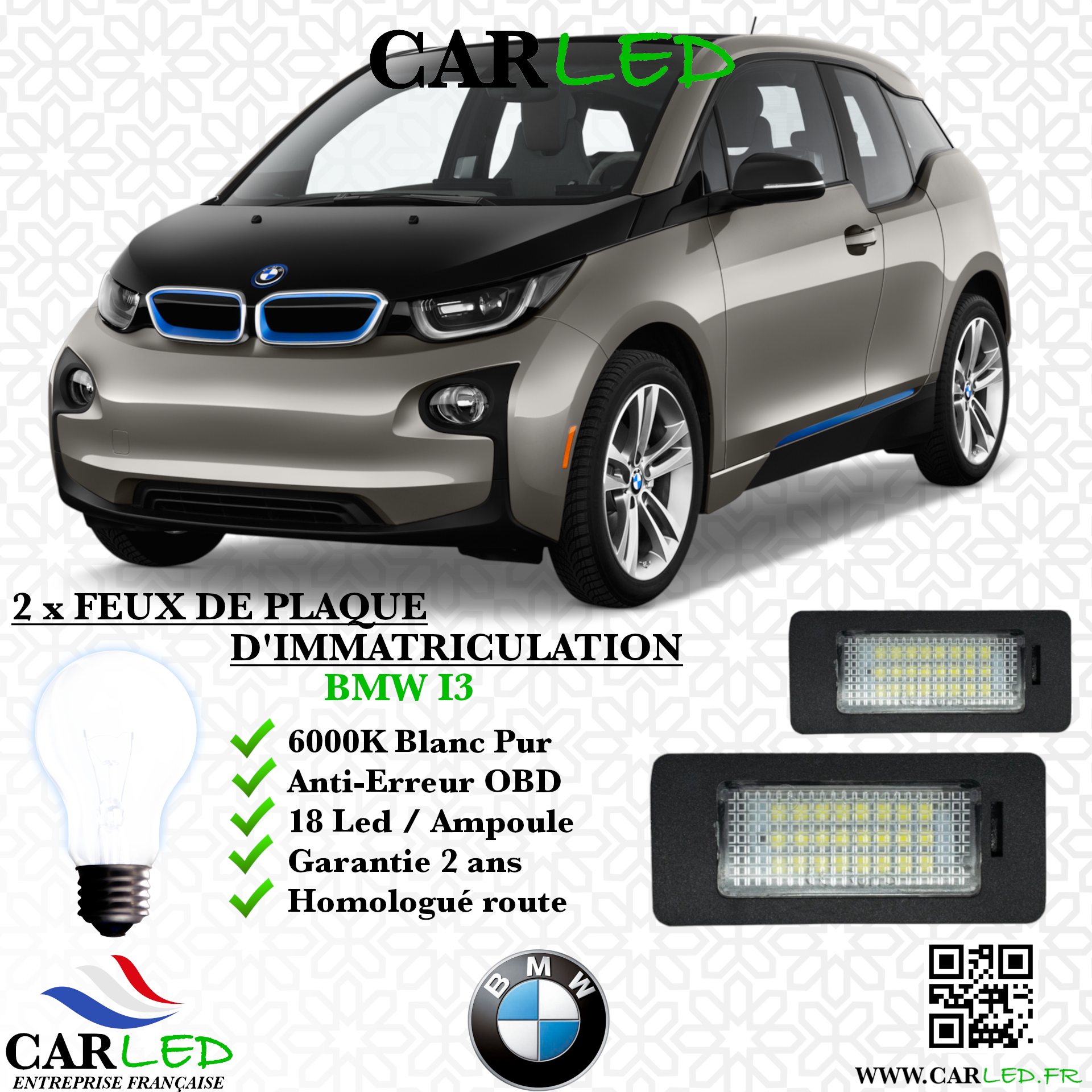 2x Feux de plaque d'immatriculation LED BMW I3