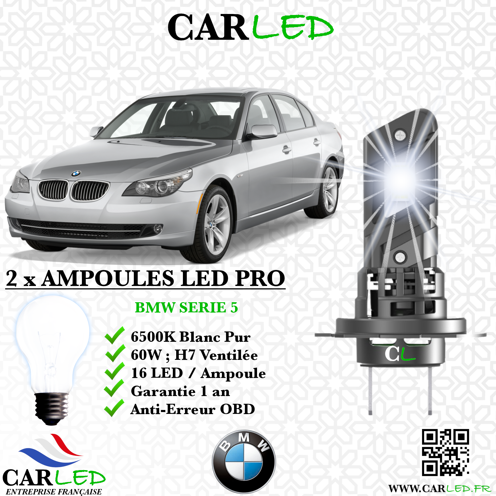 KIT AMPOULE LED BMW SERIE 5 E60/E61
