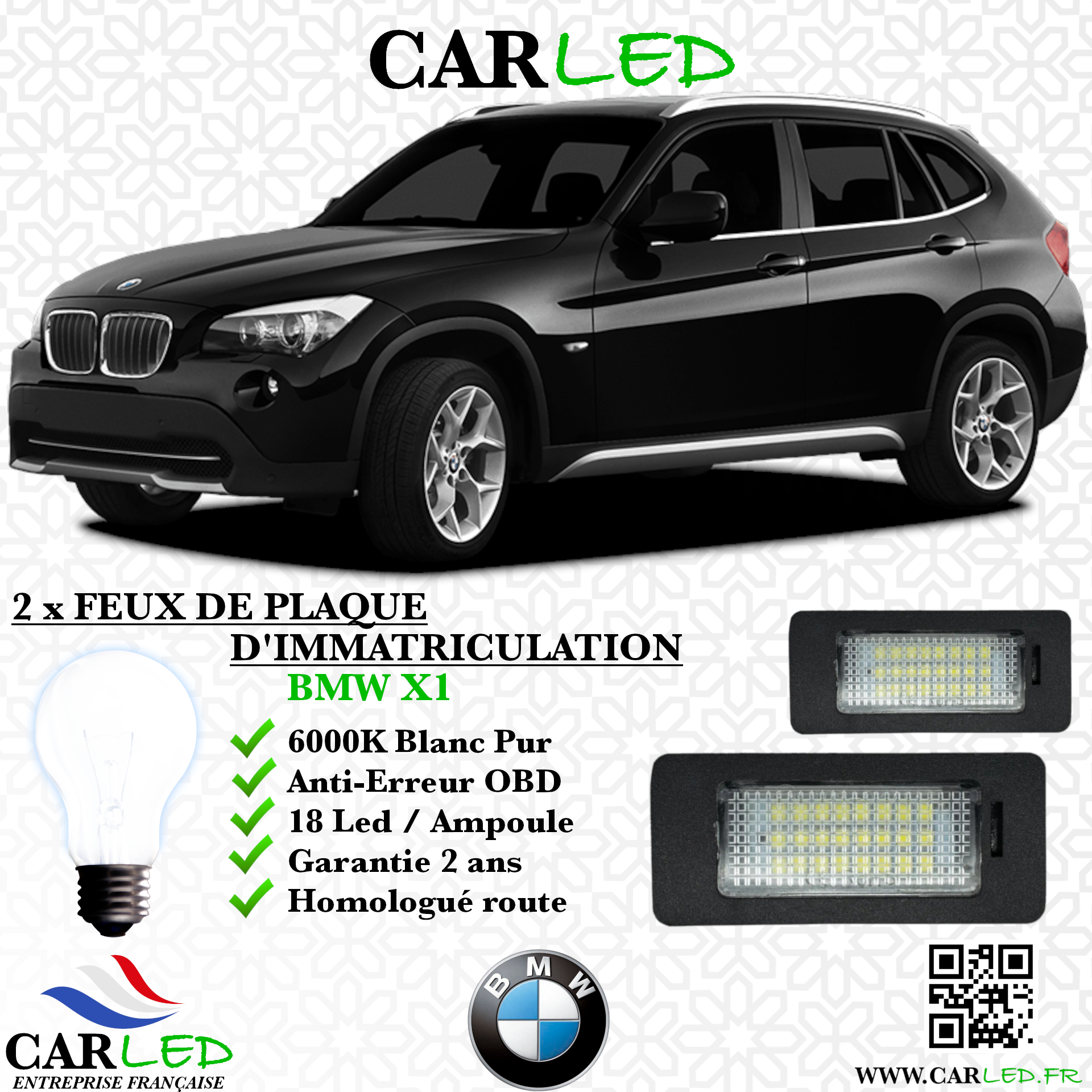 2x Feux de plaque d'immatriculation LED BMW X1 E84