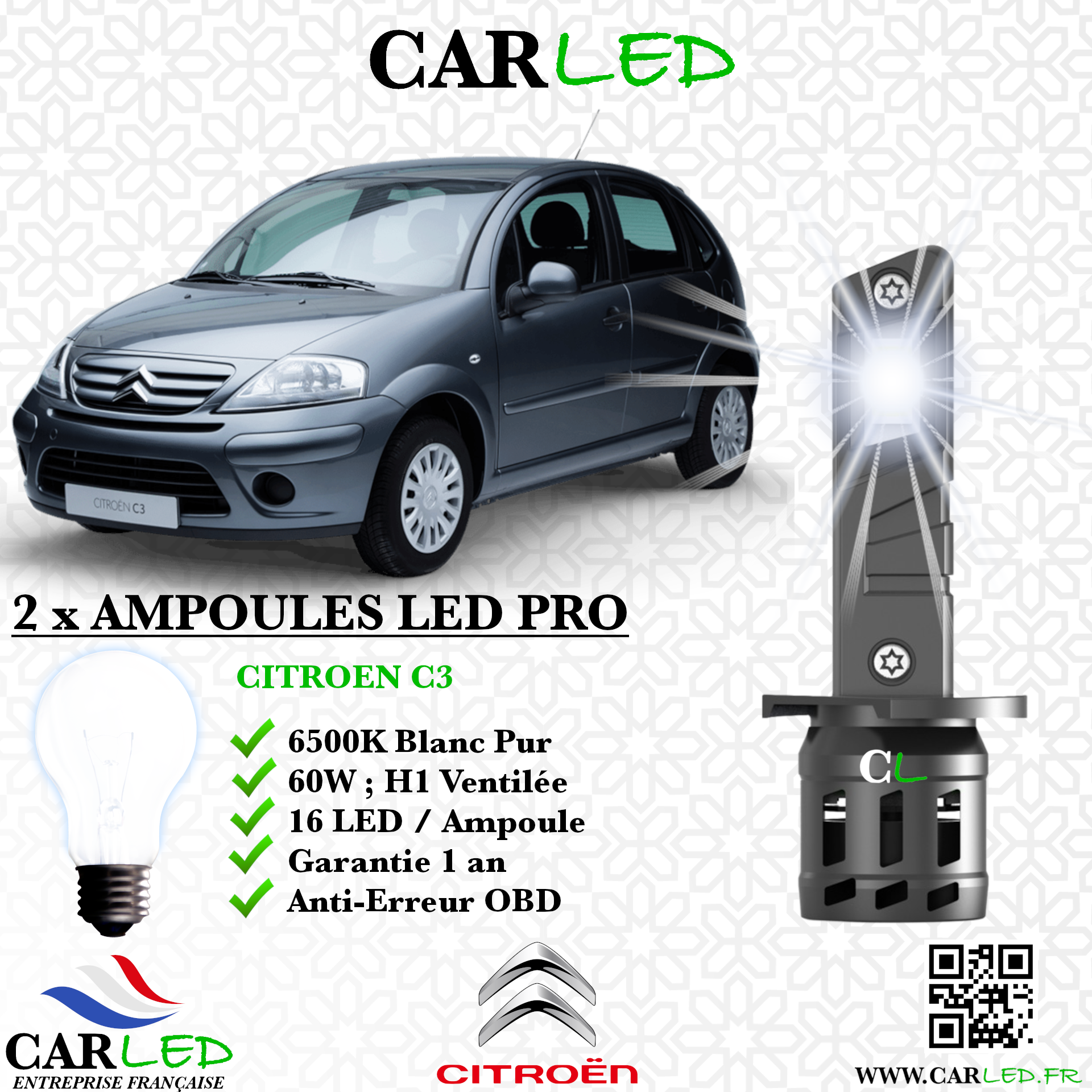 KIT AMPOULE LED CITROEN C3 I