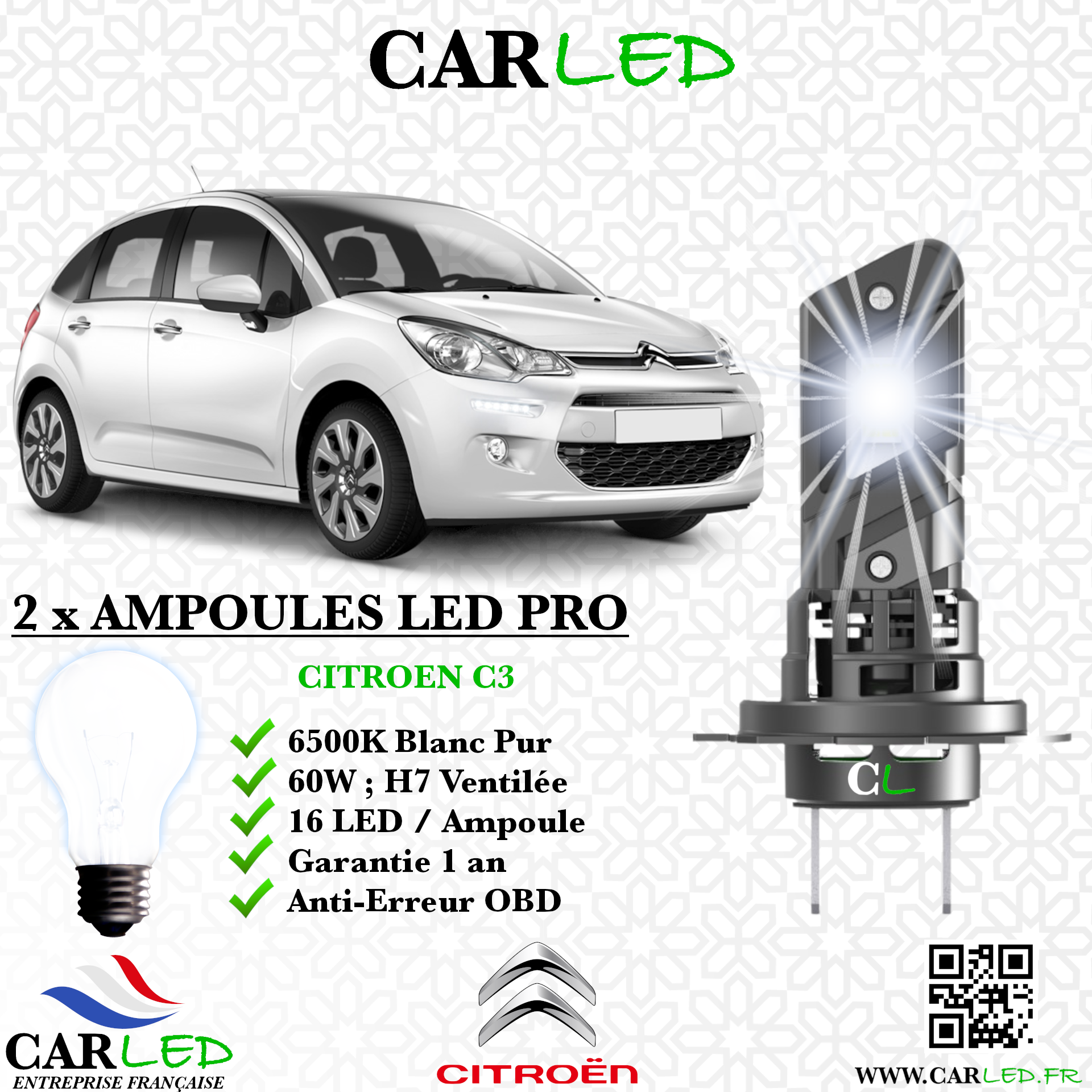 KIT AMPOULE LED CITROEN C3 II