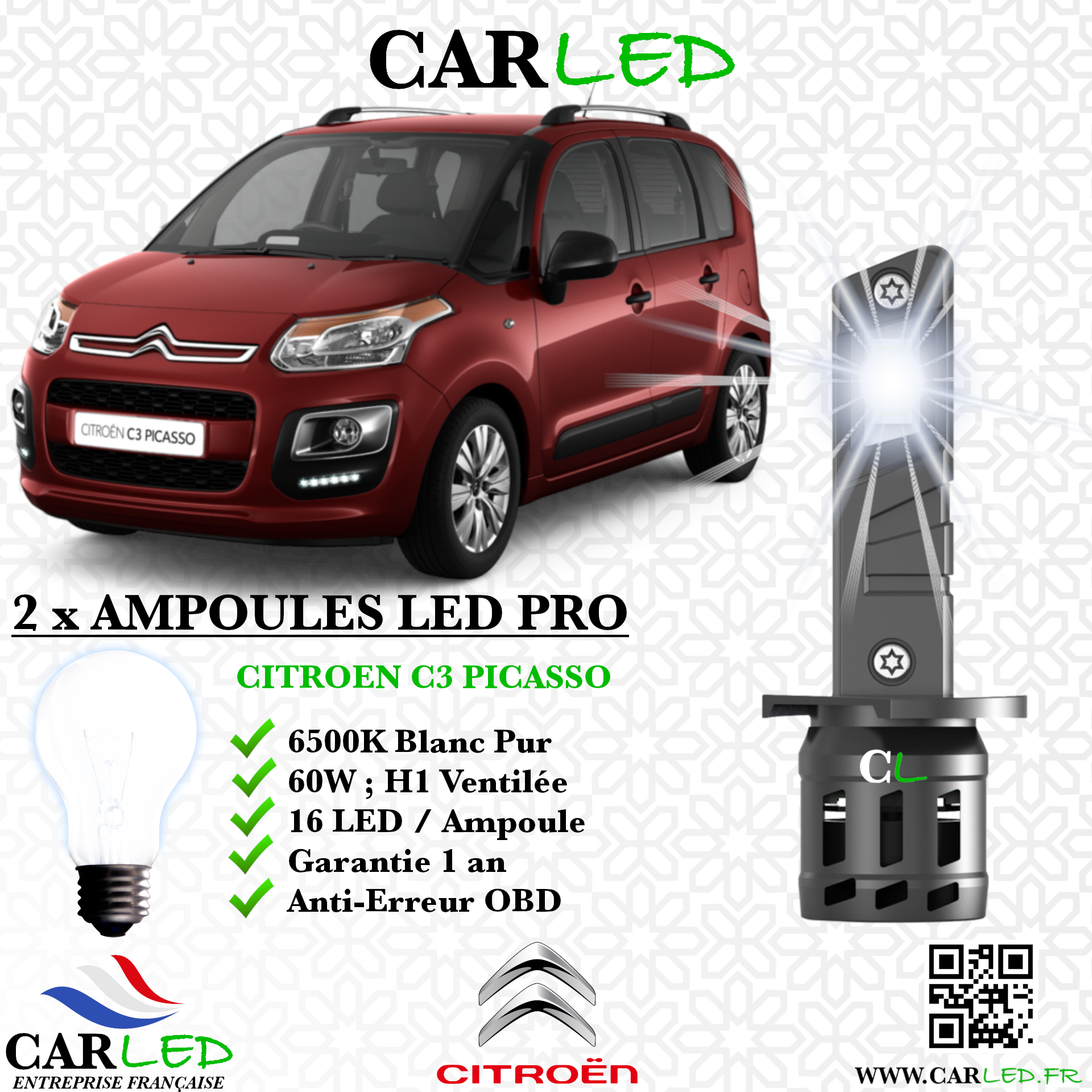KIT AMPOULE LED CITROEN C3 PICASSO