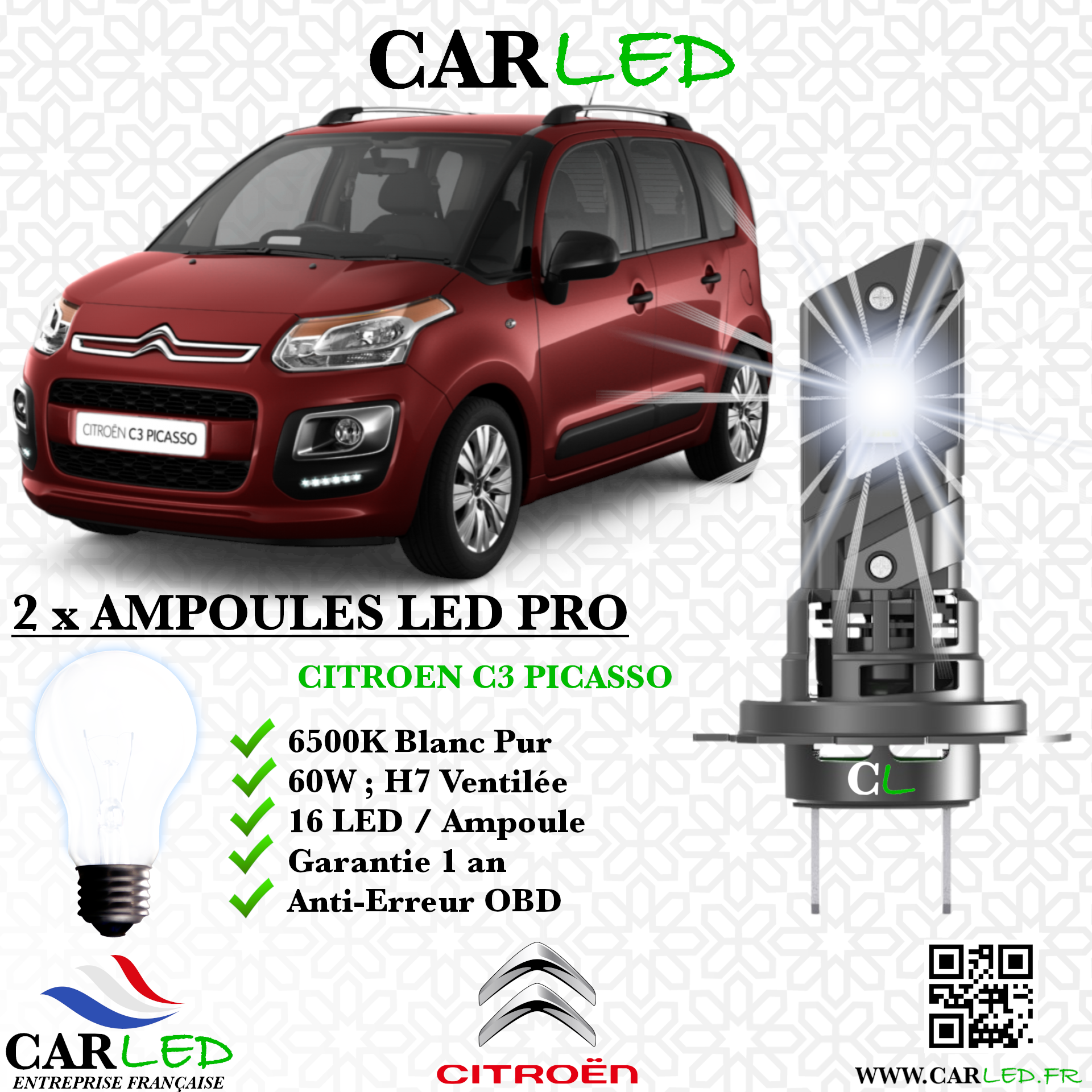 KIT AMPOULE LED CITROEN C3 PICASSO