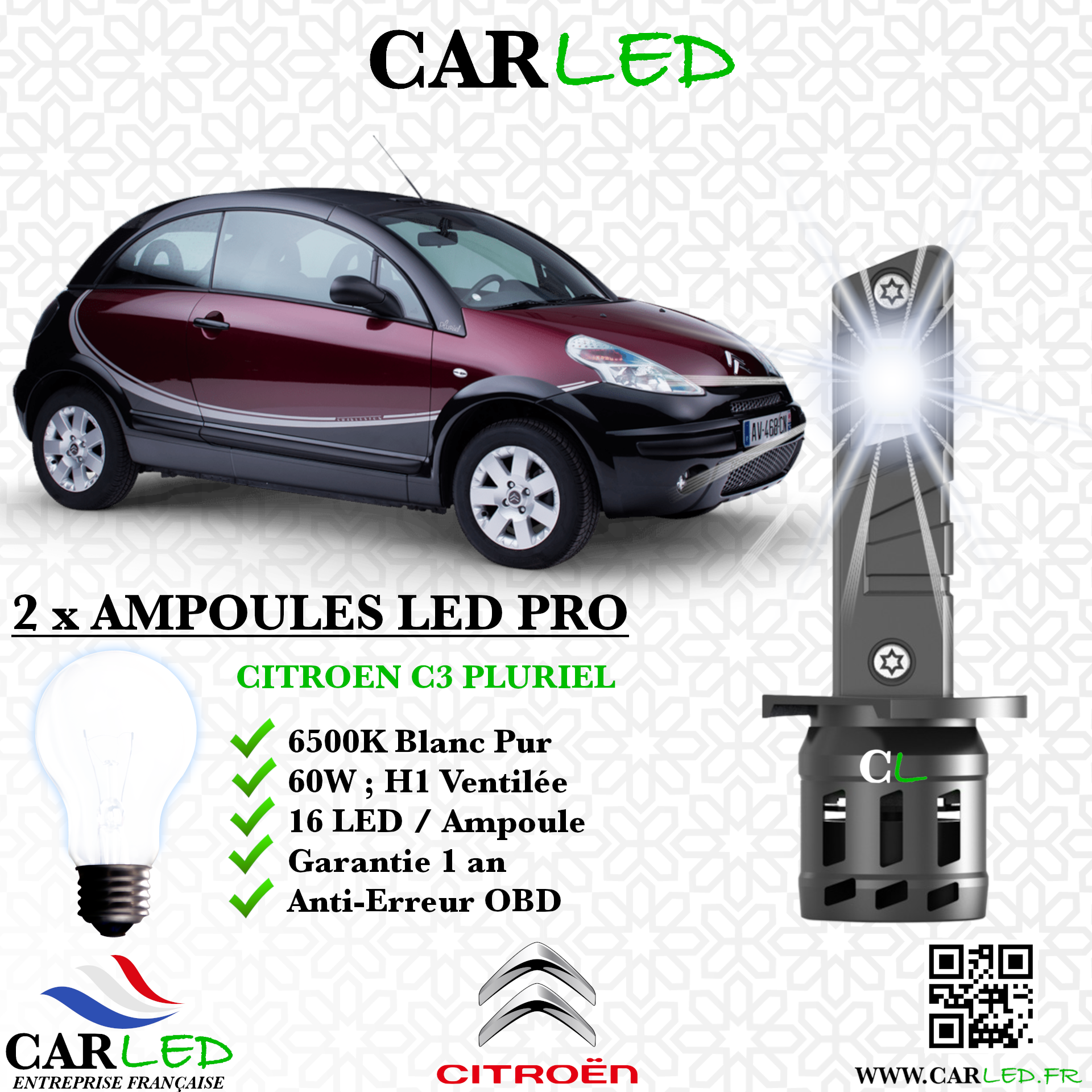 KIT AMPOULE LED CITROEN C3 PLURIEL