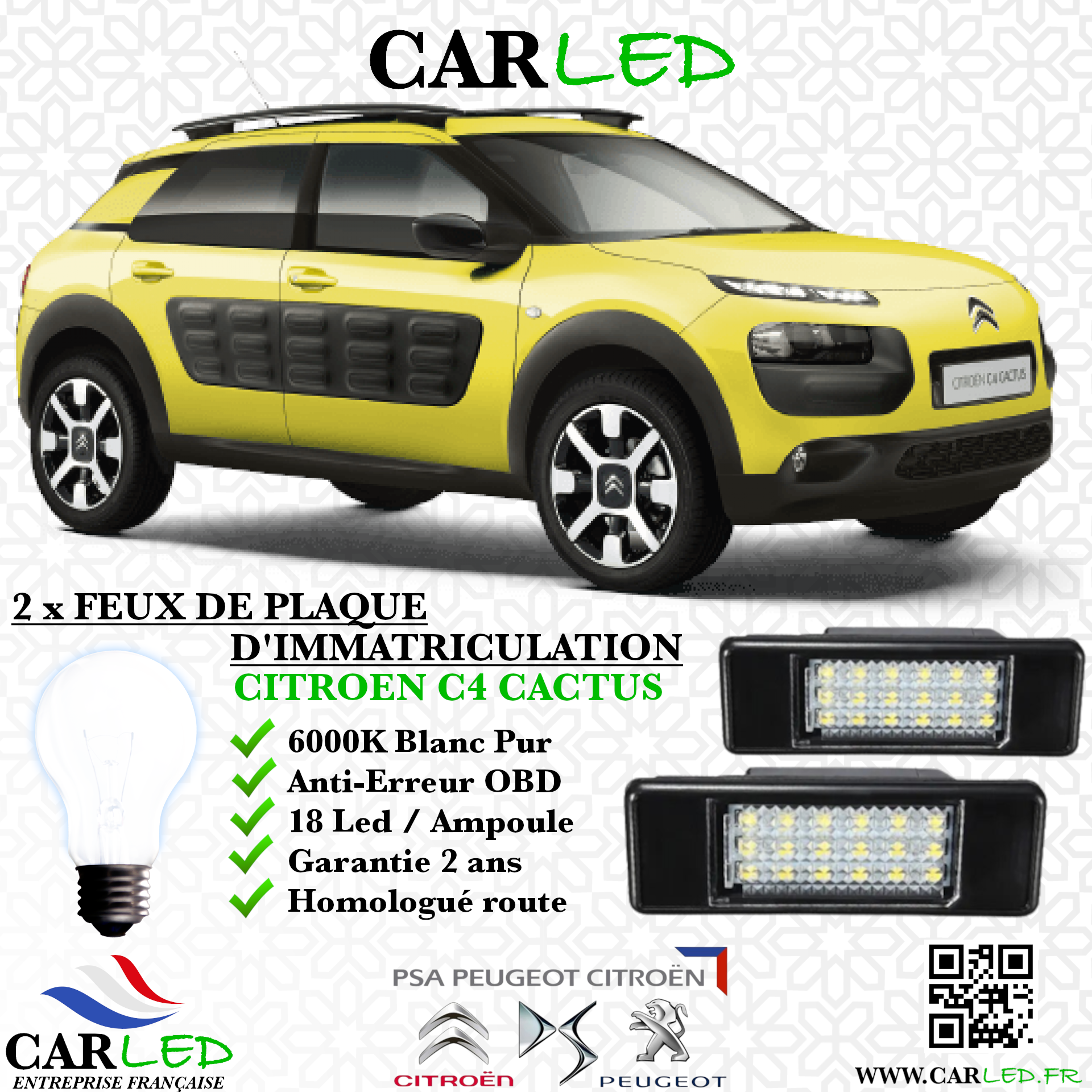 Feux Plaque d'immatriculation LED CITROËN C4 CACTUS