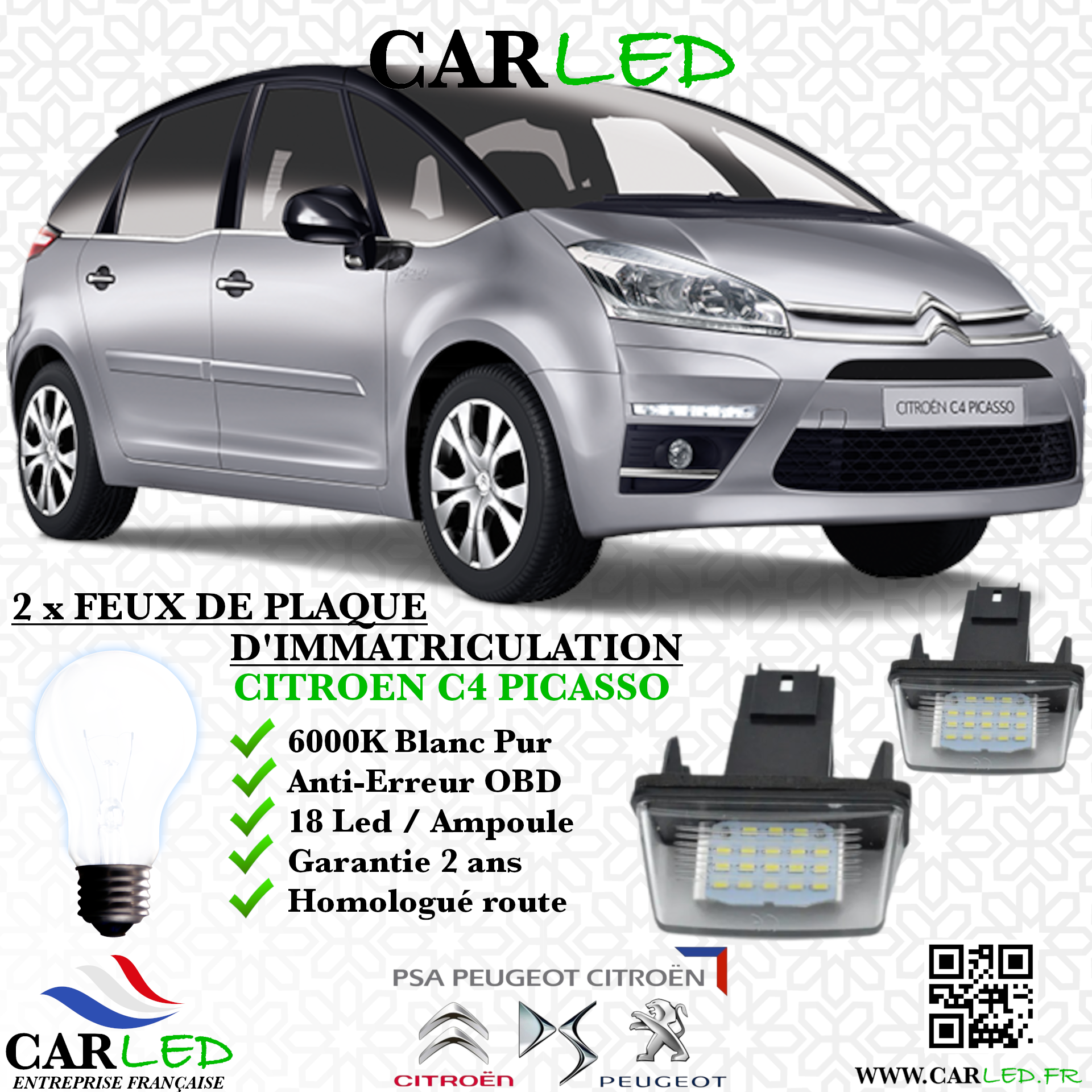 Feux Plaque d'immatriculation LED CITROËN C4 PICASSO
