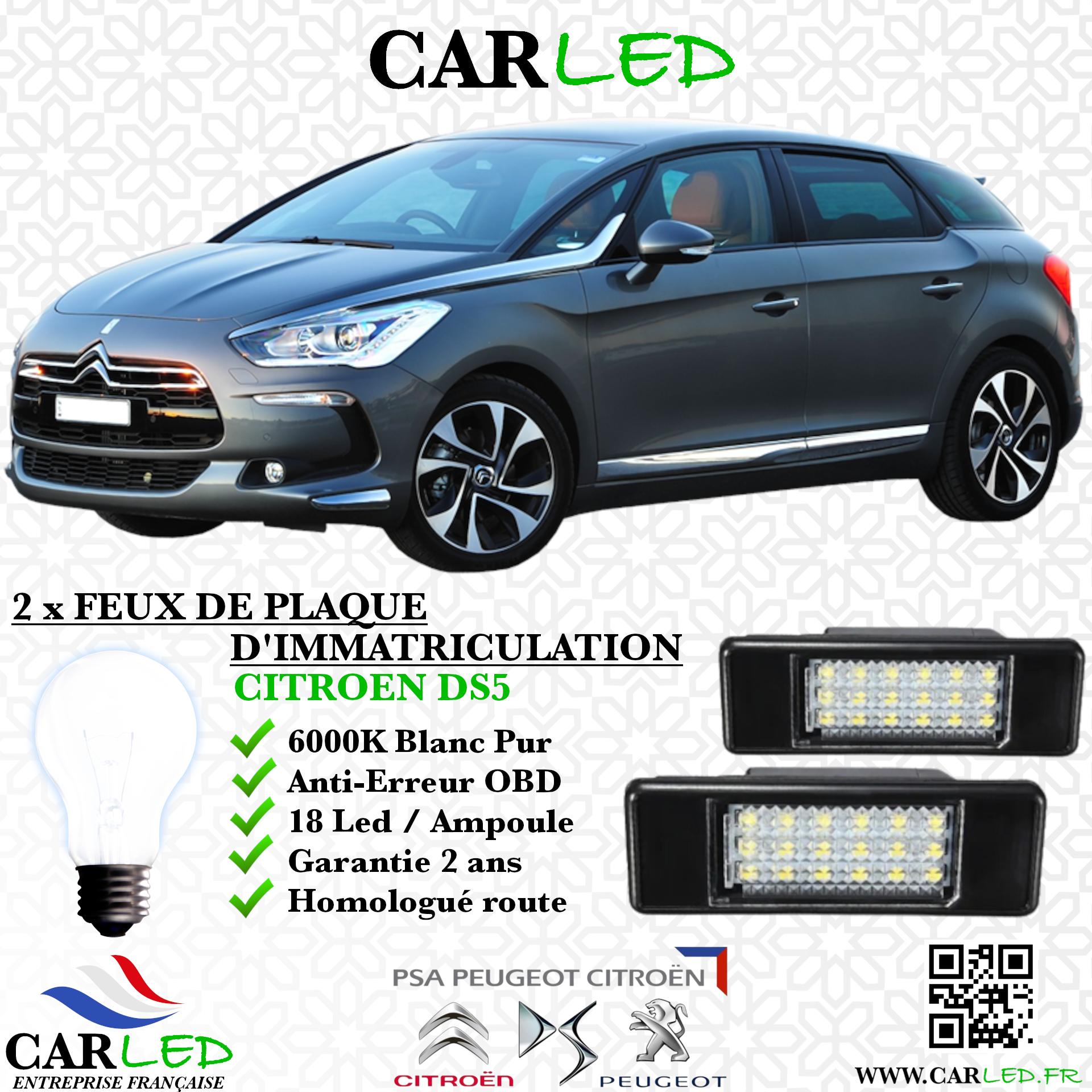 Feux Plaque d'immatriculation LED CITROËN DS5