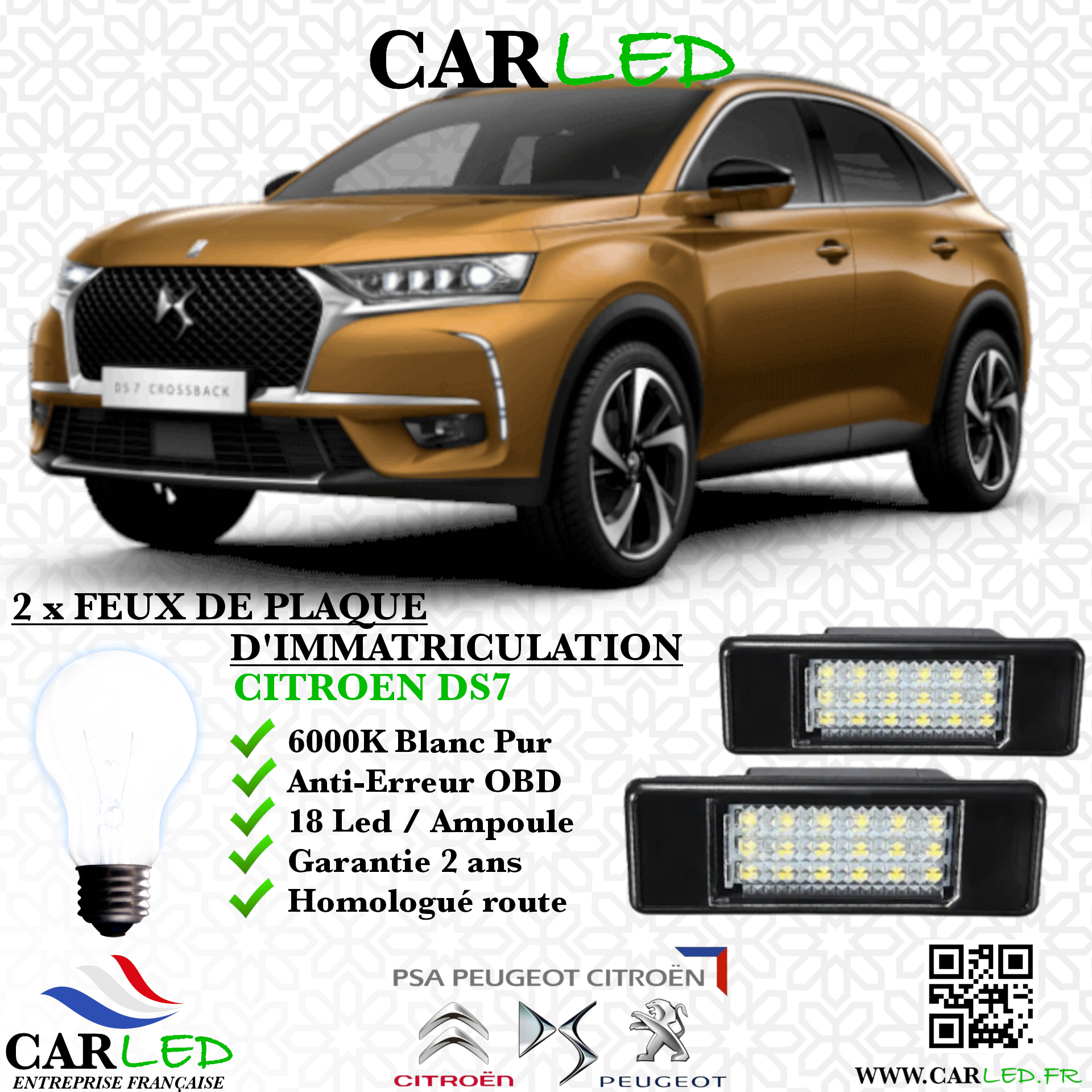 Feux Plaque d'immatriculation LED CITROËN DS7