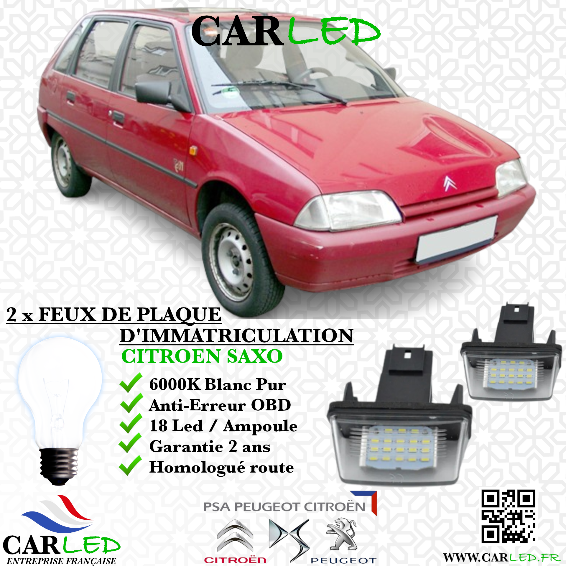 Feux Plaque d'immatriculation LED CITROËN SAXO I