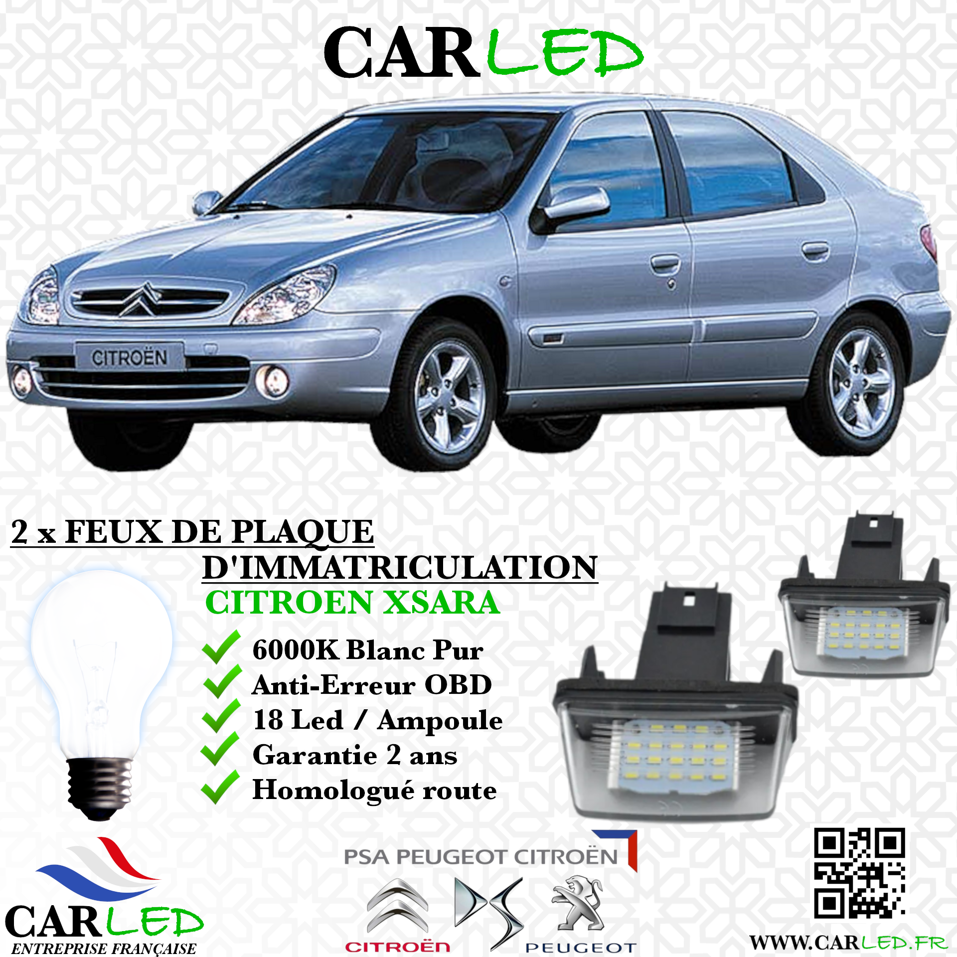 Feux Plaque d'immatriculation LED CITROËN XSARA II