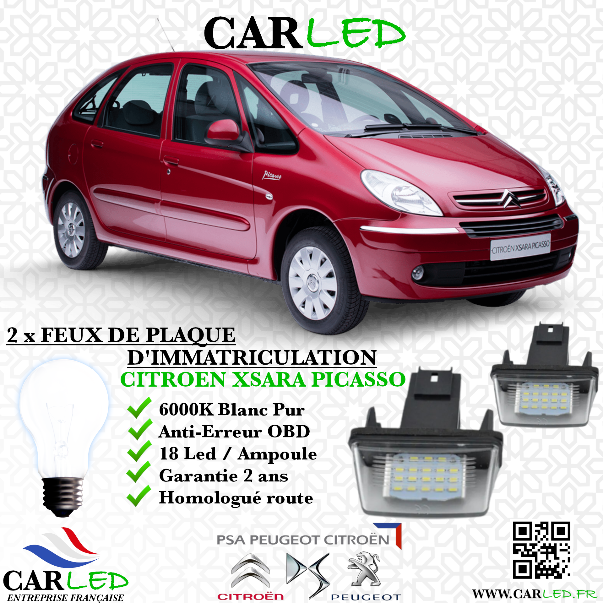 Feux Plaque d'immatriculation LED CITROËN XSARA PICASSO
