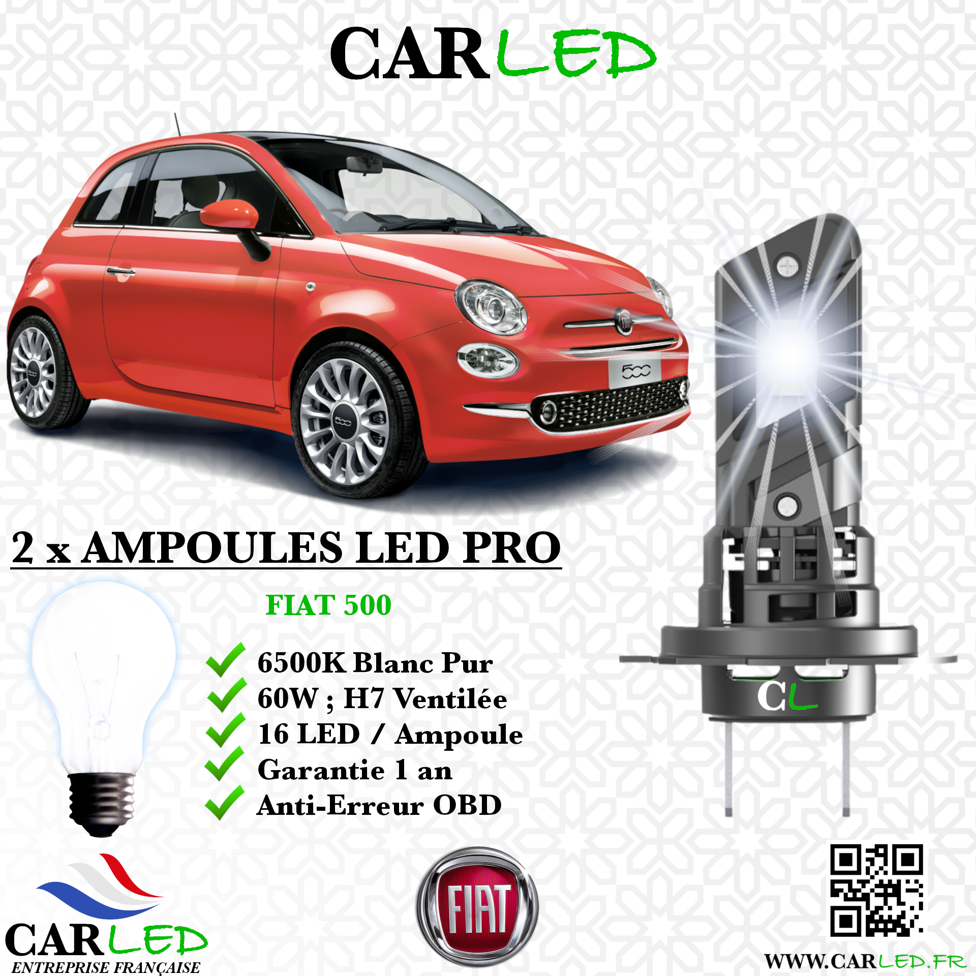 KIT AMPOULE LED FIAT 500