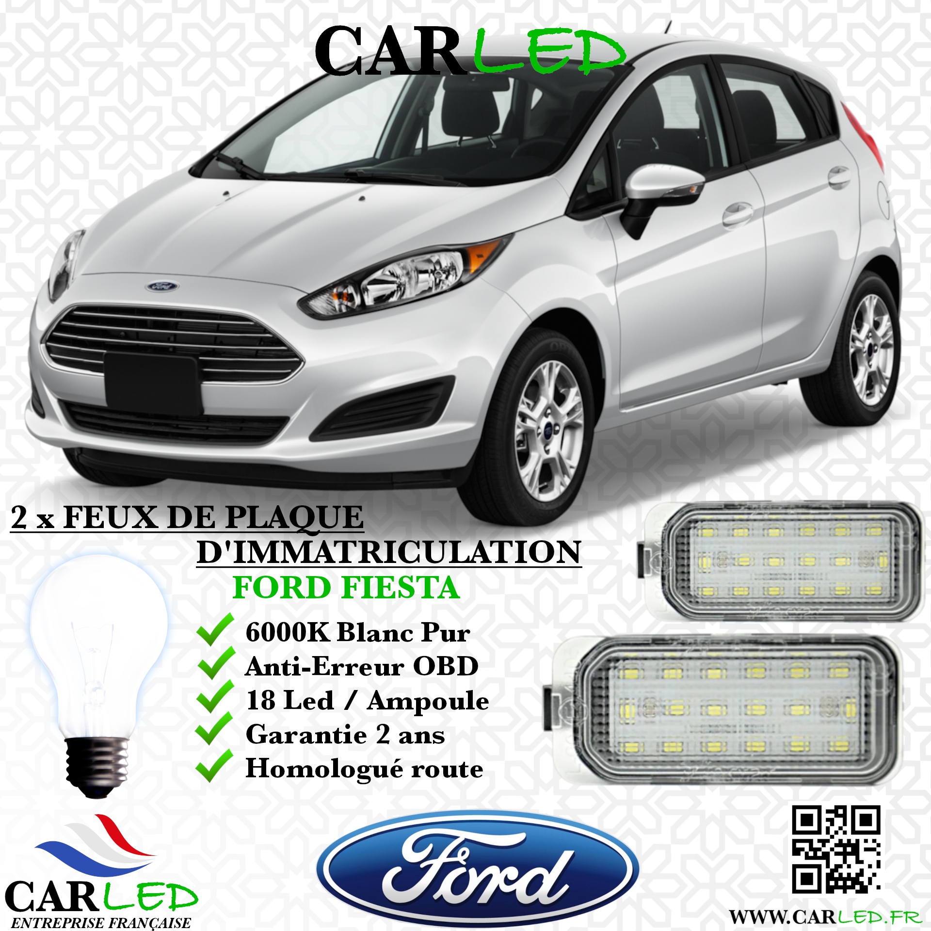 Feux Plaque d'immatriculation LED FORD FIESTA VII