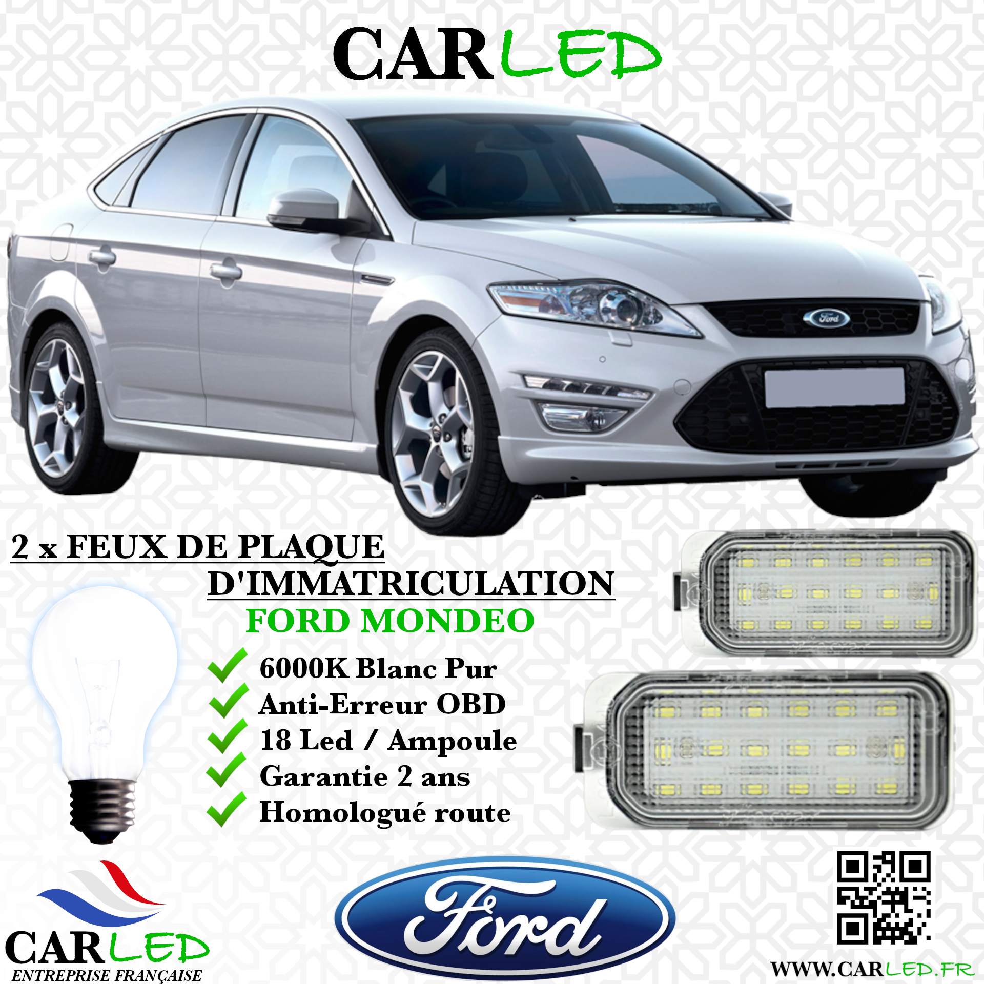 Feux Plaque d'immatriculation LED FORD MONDEO IV