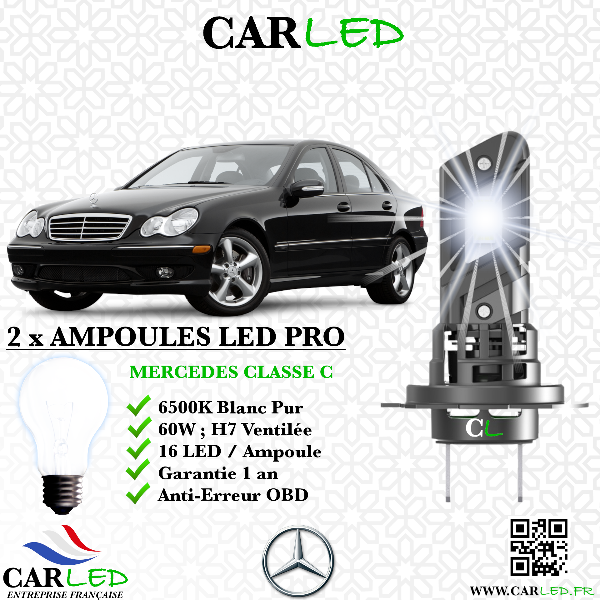KIT AMPOULE LED MERCEDES CLASSE C