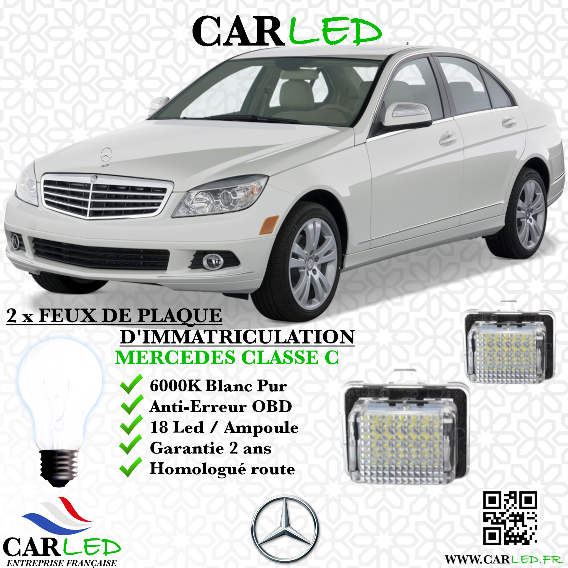 Feux Plaque d'immatriculation LED MERCEDES CLASSE C W204
