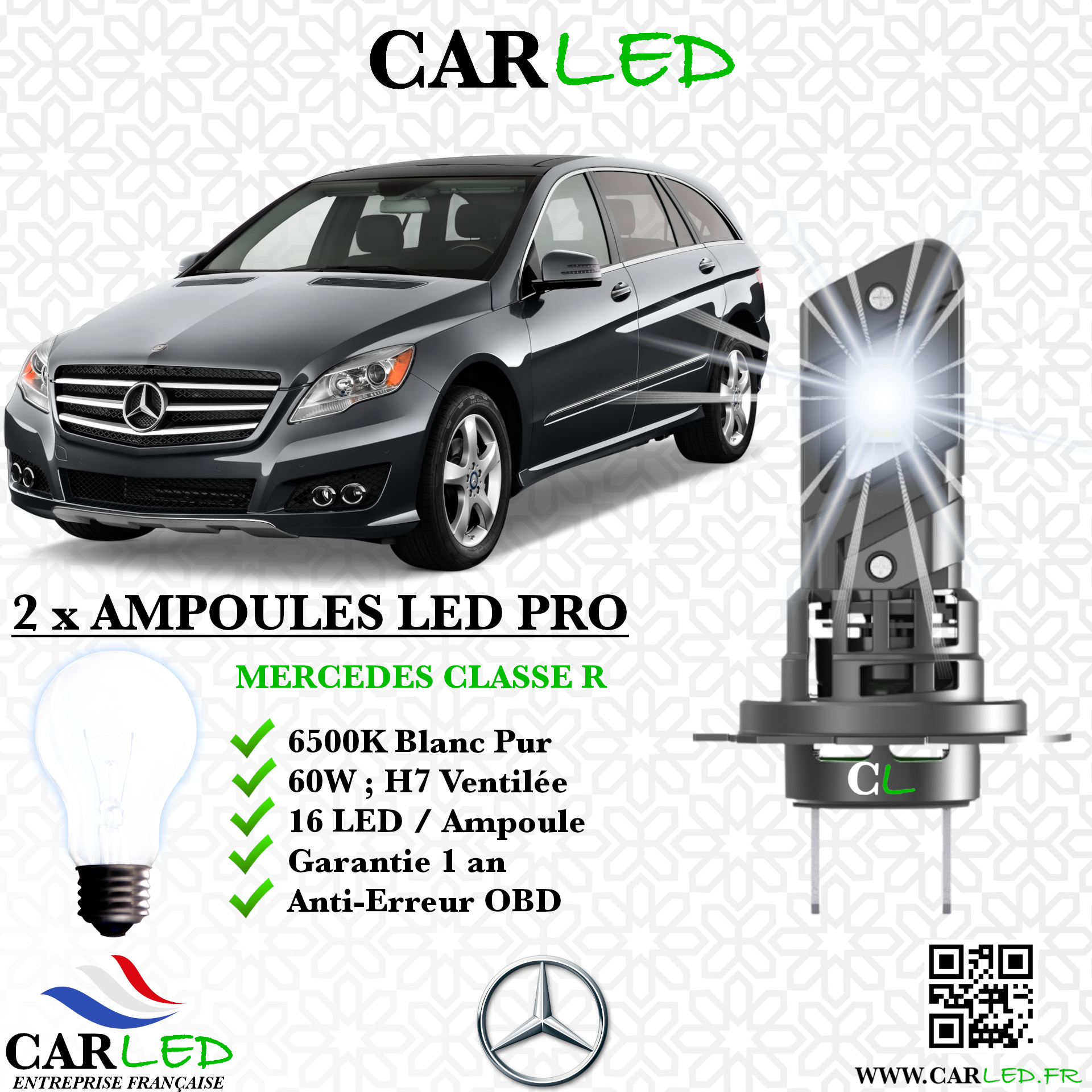 KIT AMPOULE LED MERCEDES CLASSE R