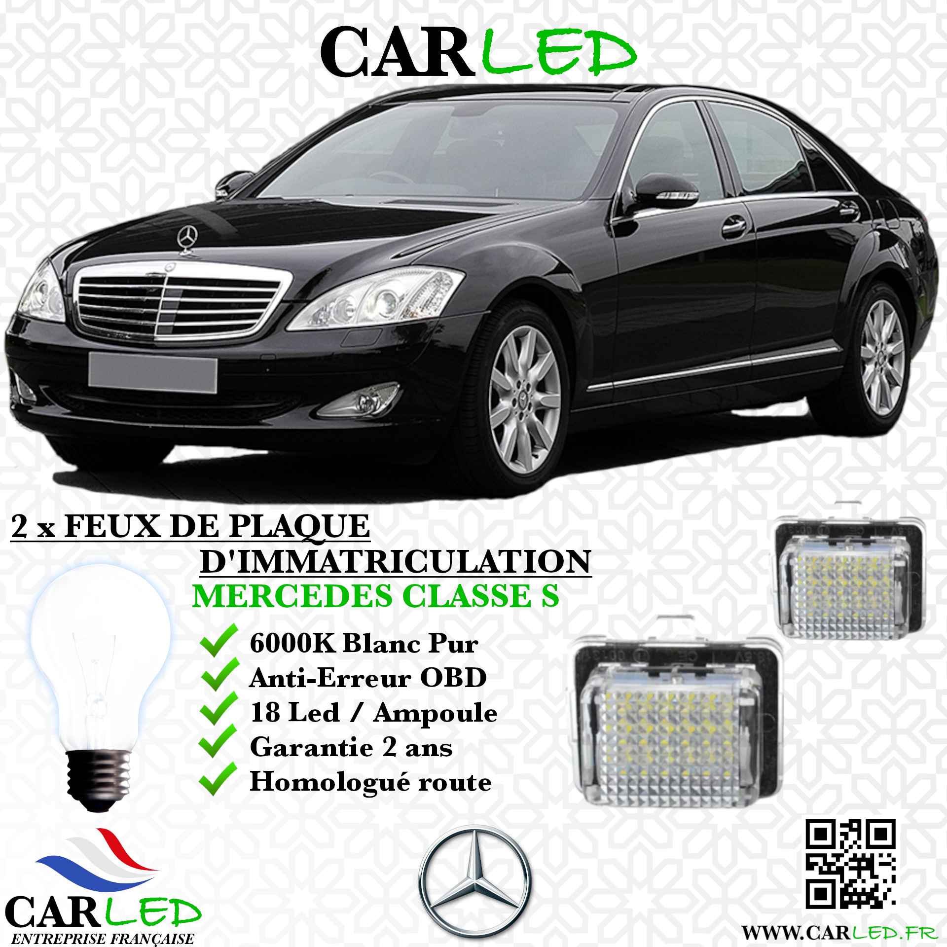 Feux Plaque d'immatriculation LED MERCEDES CLASSE S W221