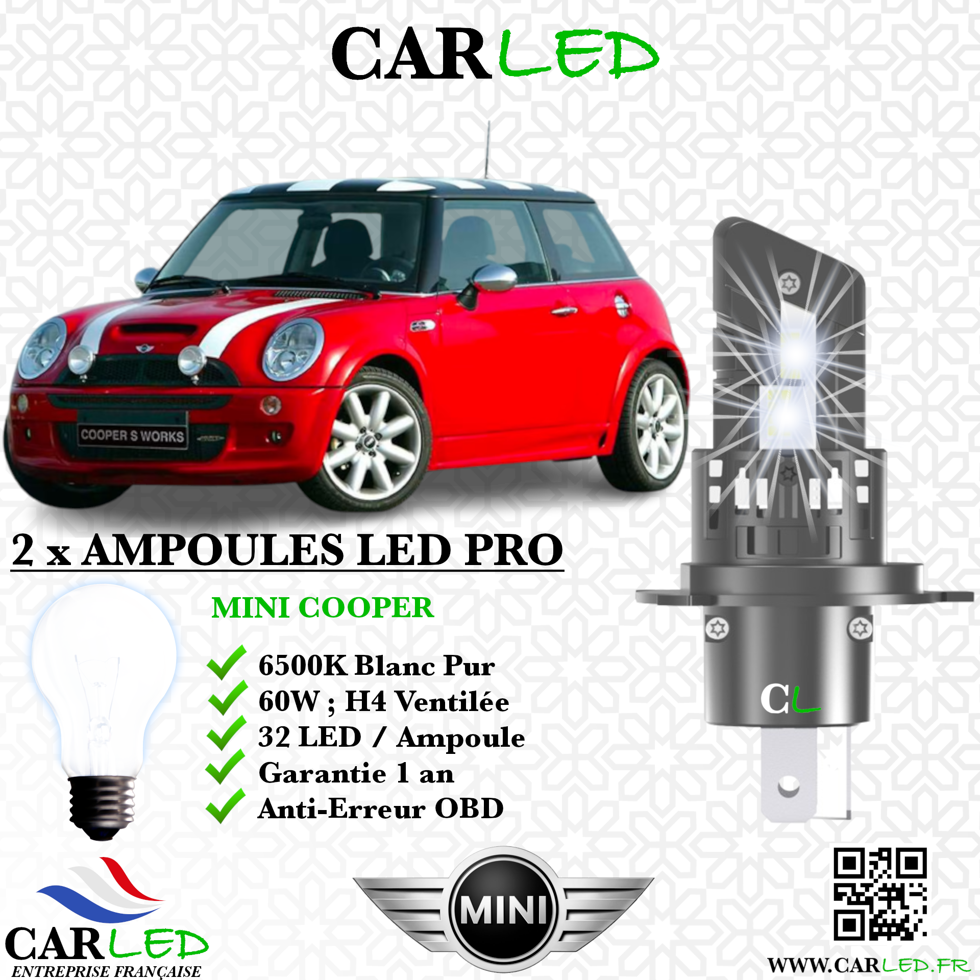 KIT AMPOULE LED MINI COOPER