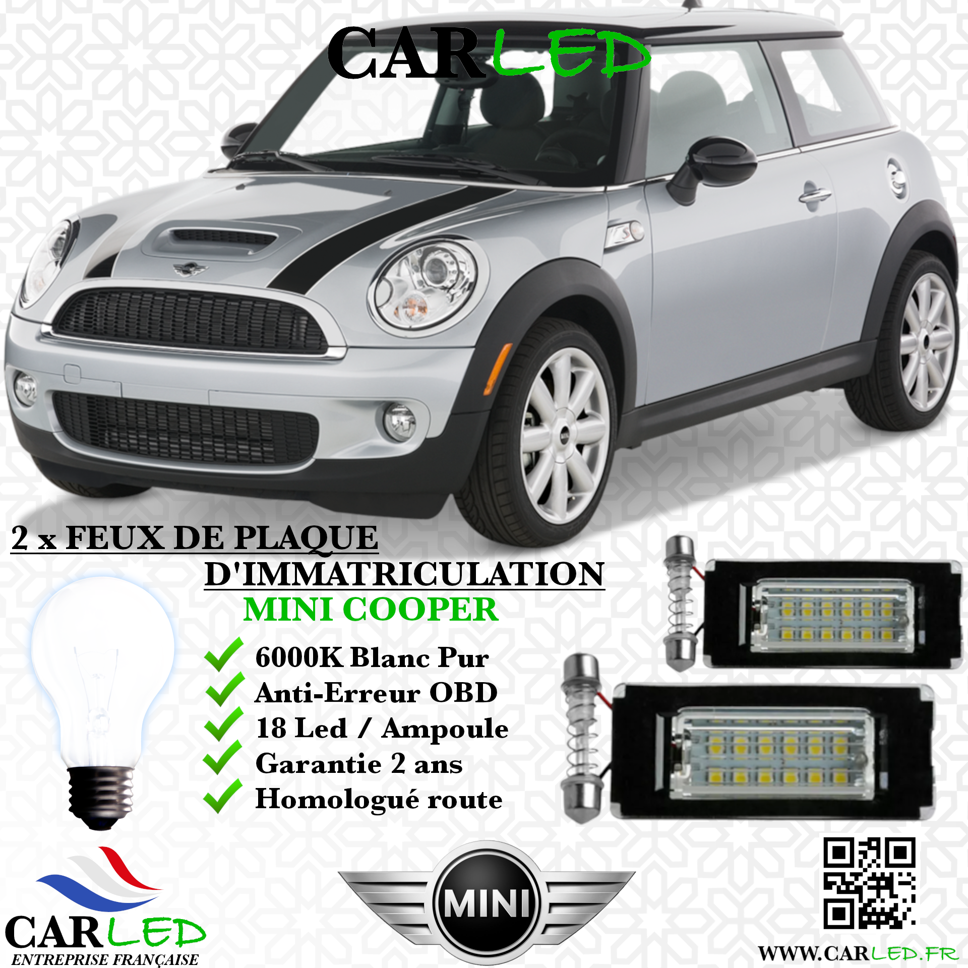 Feux Plaque d'immatriculation LED MINI Cooper