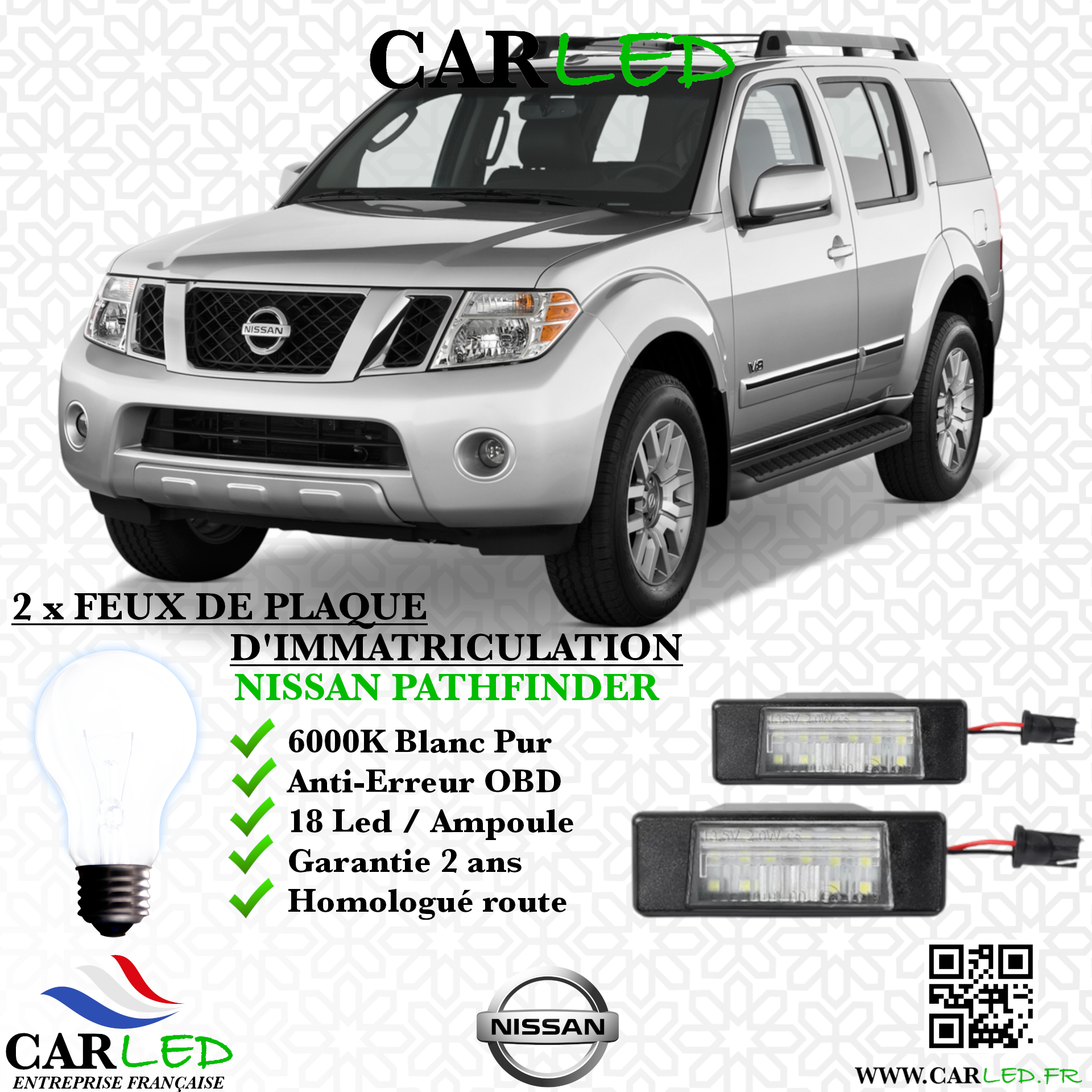 2x Feux de plaque d'immatriculation LED Nissan Pathfinder