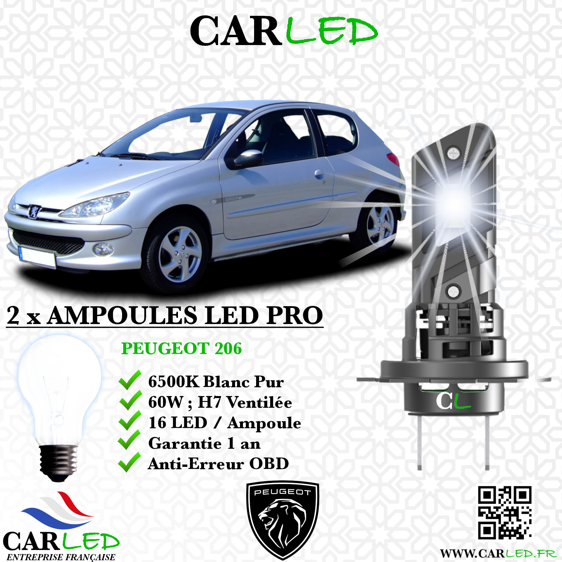 KIT AMPOULE LED PEUGEOT 206